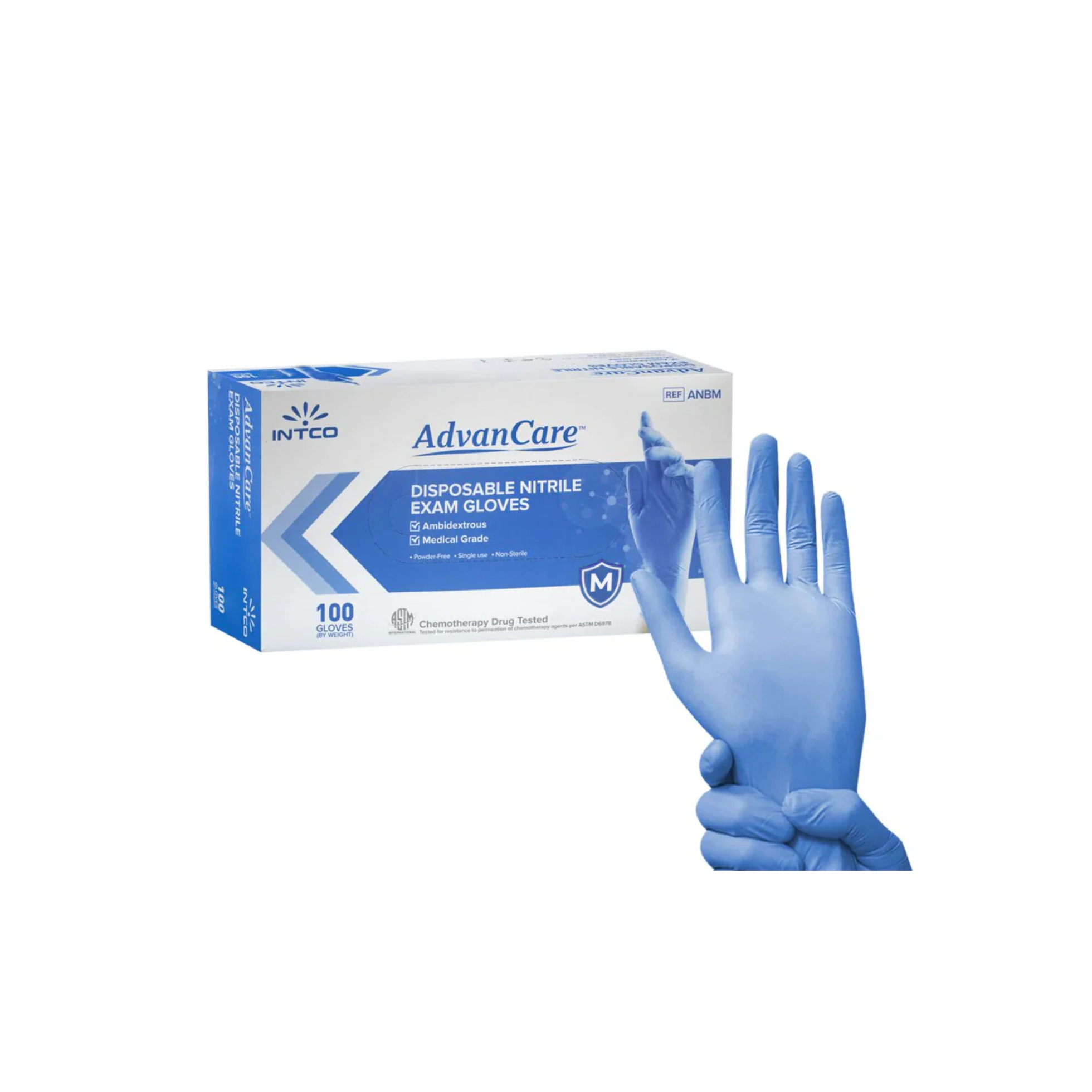 AdvanCare disposable nitrile exam gloves blue in five sizes 100 gloves per box