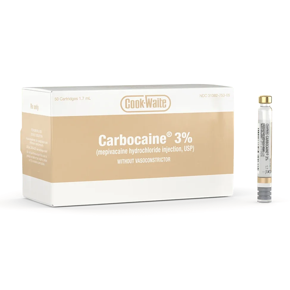 Carbocaine® 3% Plain Dental Anesthetic – 50 Cartridges (1.7mL) | Septodont