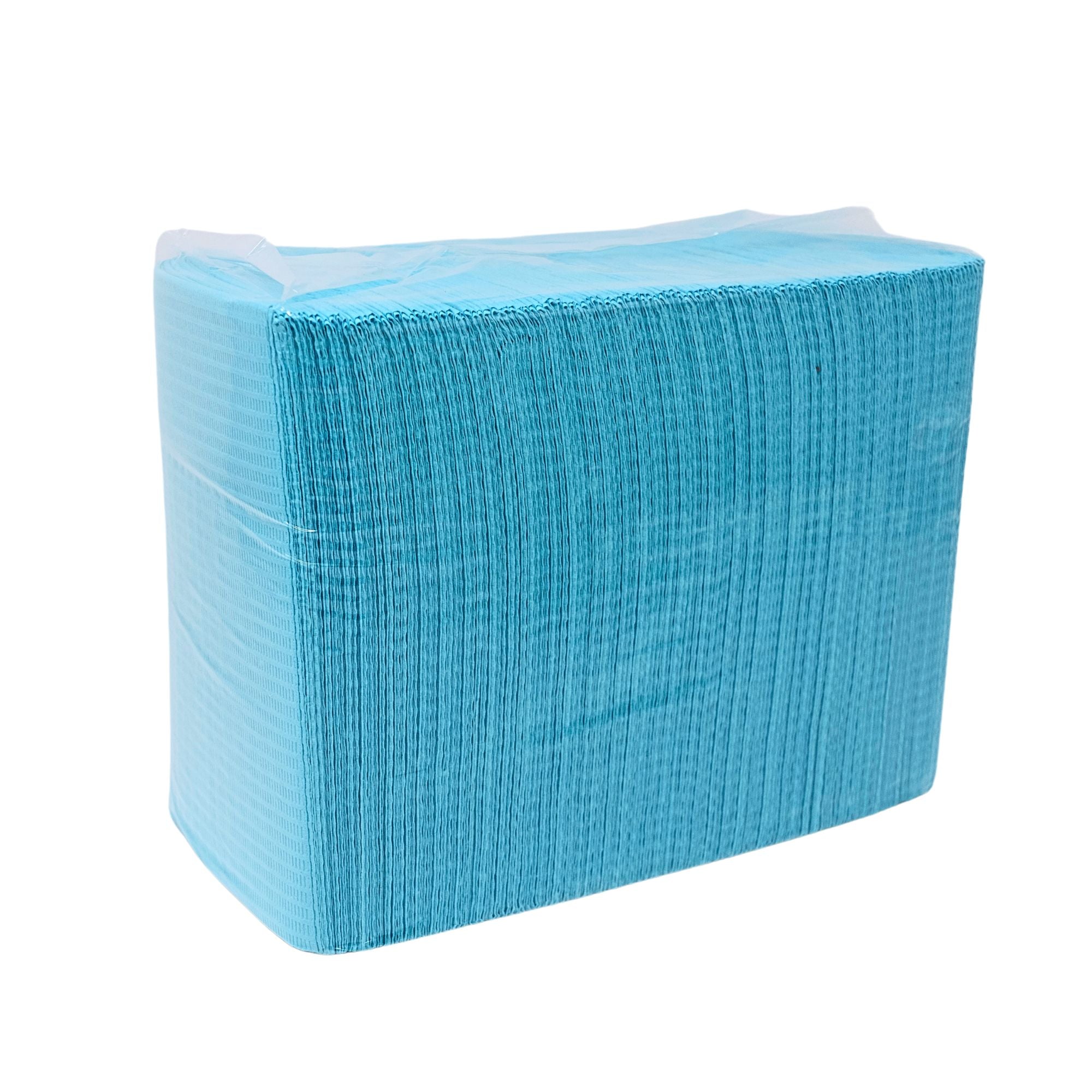 Dental Bib in blue color showing individual packaging for dental use