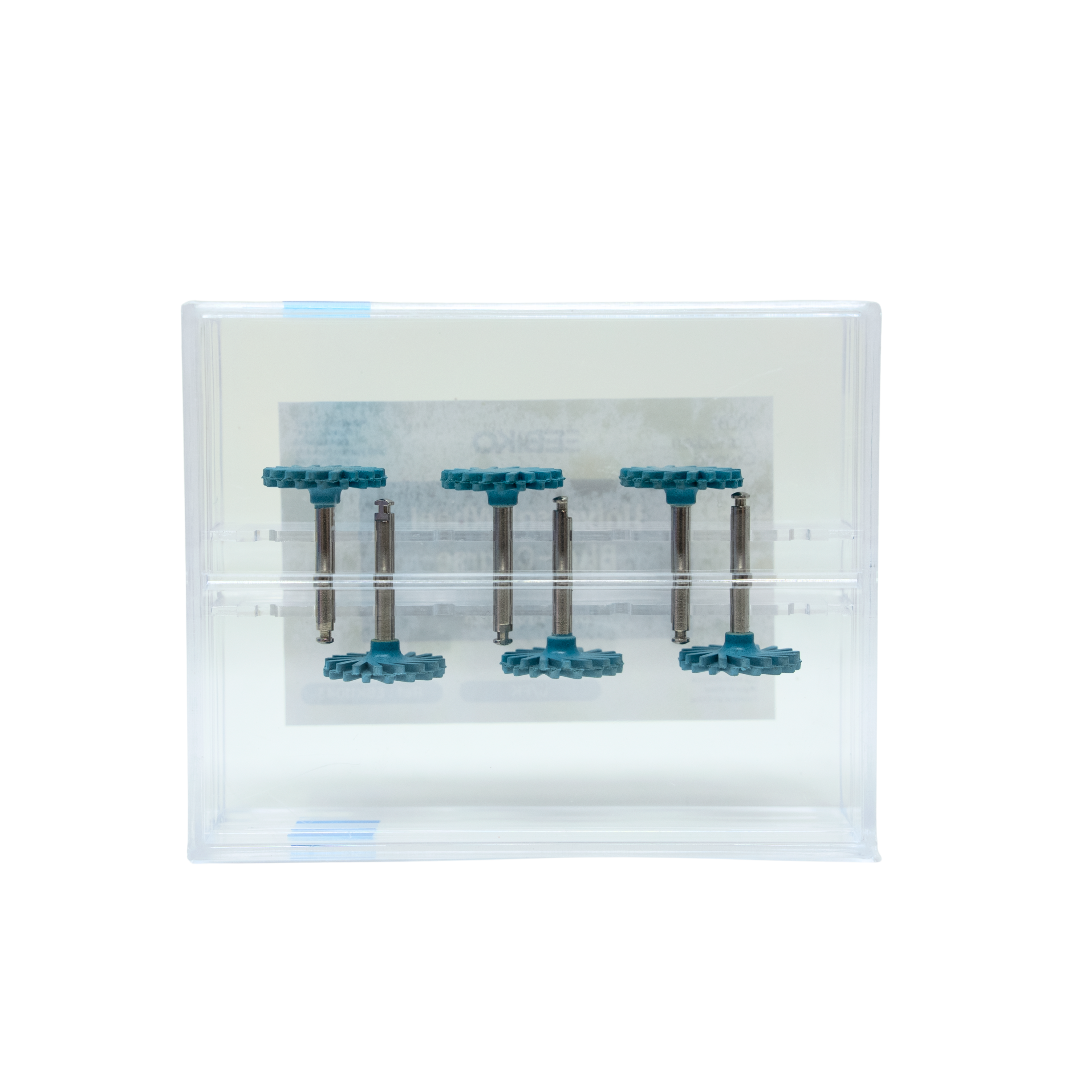 Ebiko universal wheel blue coarse dental polishing wheel 6 pack in clear plastic case