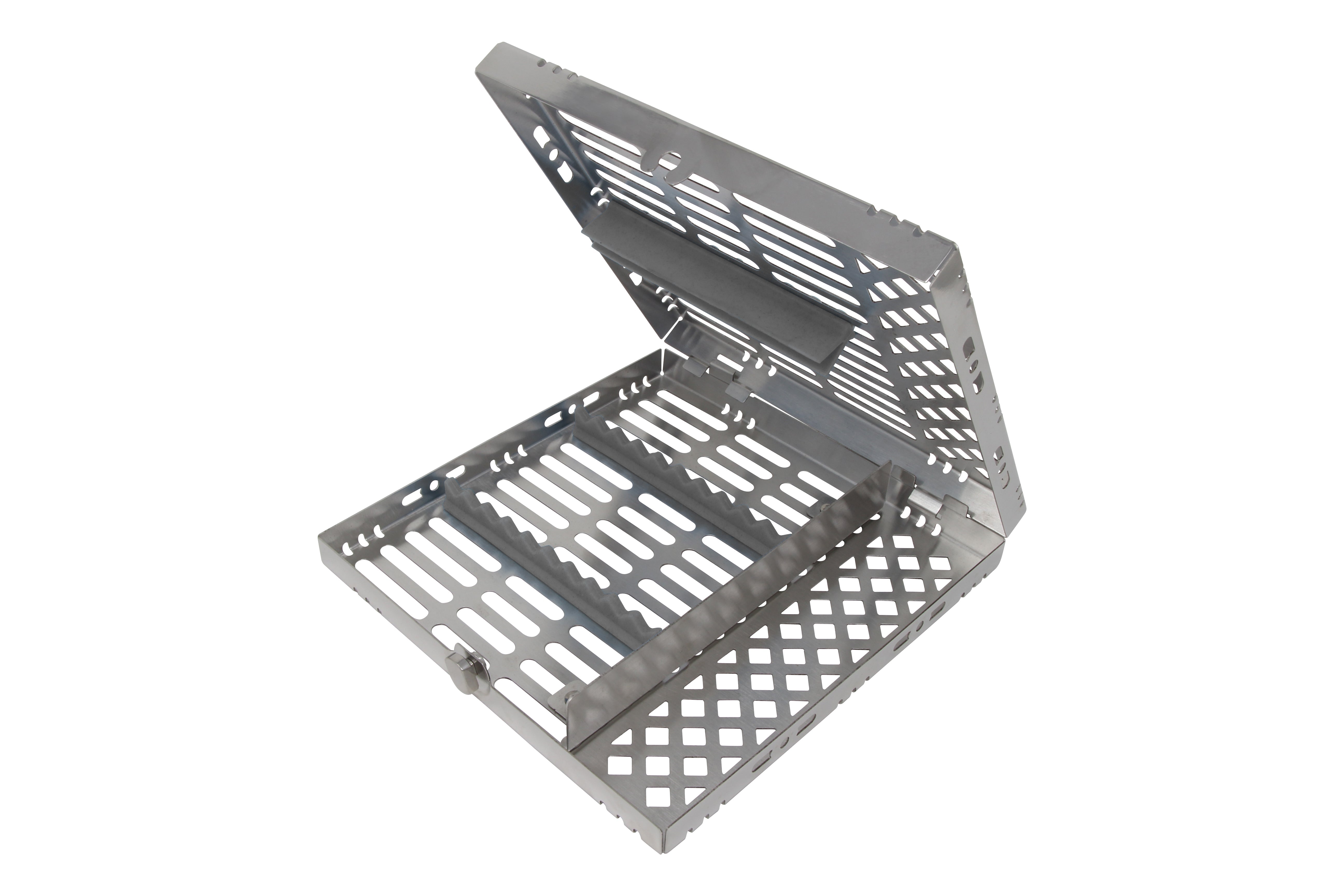 Sterilization Cassette for 10 Instruments, With Adjustable Accessory Area - 202x195x30 MM, Detachable - HiTeck Medical Instruments