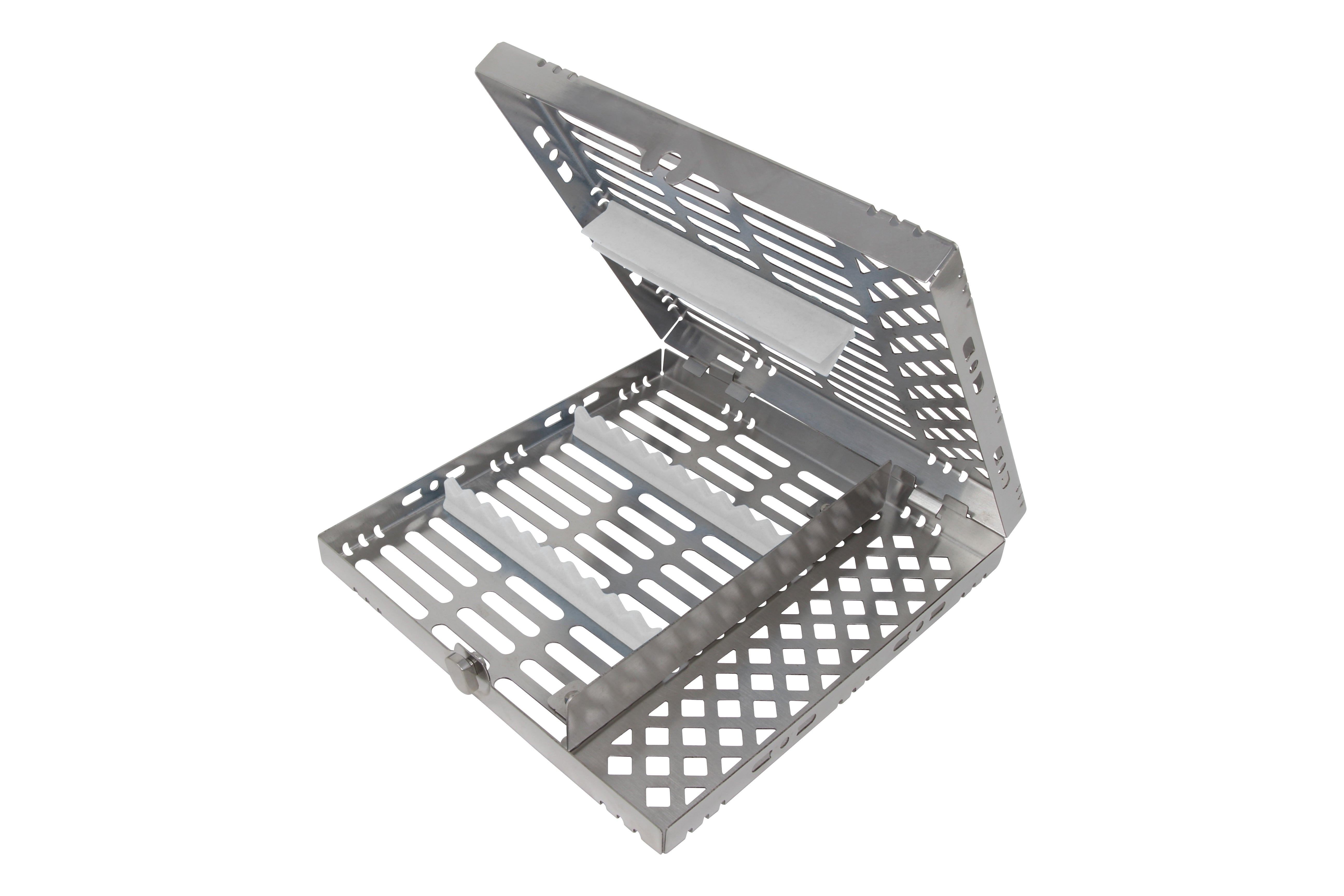 Sterilization Cassette for 10 Instruments, With Adjustable Accessory Area - 202x195x30 MM, Detachable - HiTeck Medical Instruments