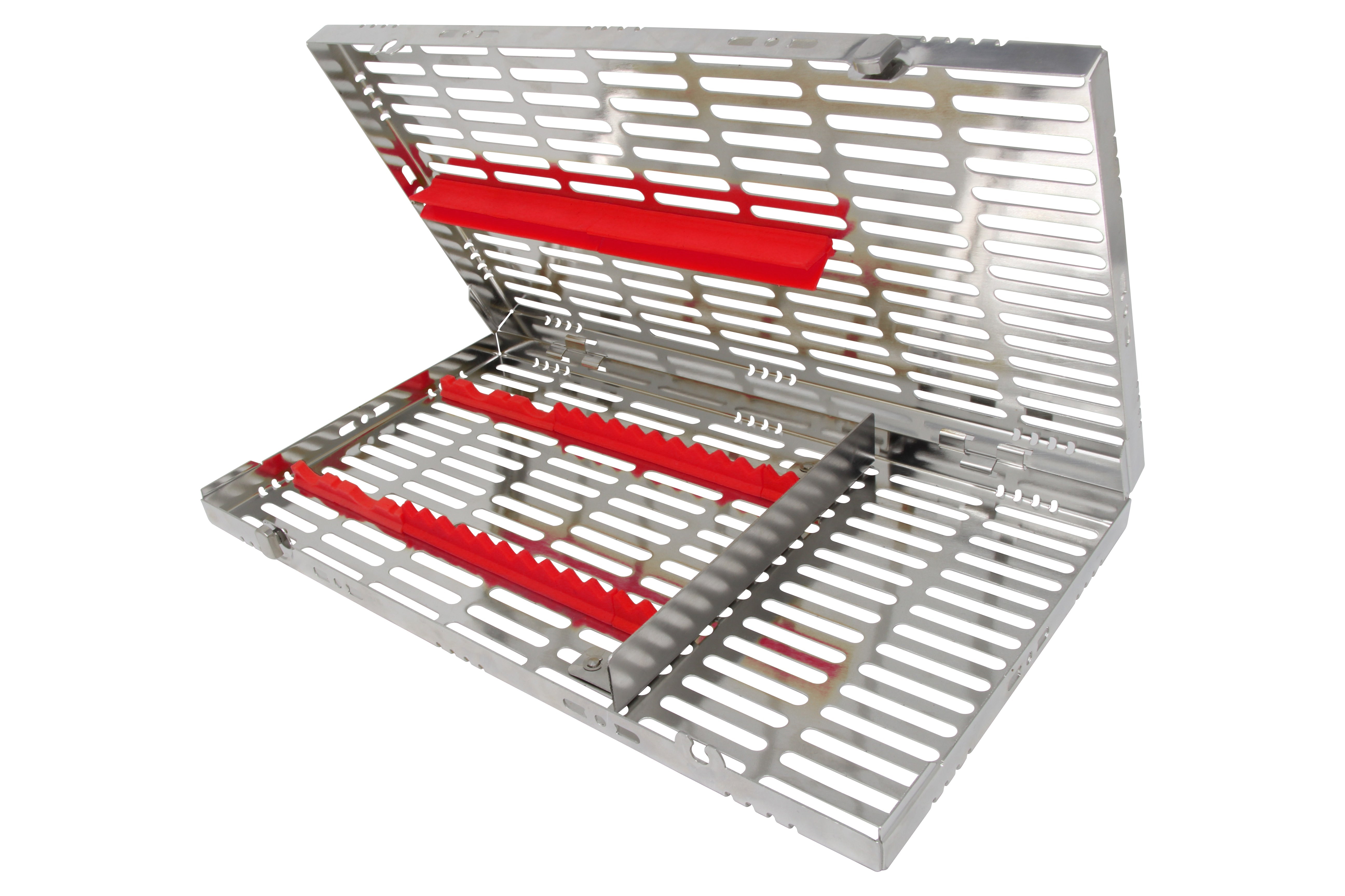 Sterilization Cassette for 16 Instruments (4 Elevators), With Adjustable Accessory Area, Oral Surgery Set Up - 370*202*30 MM - HiTeck Medical Instruments