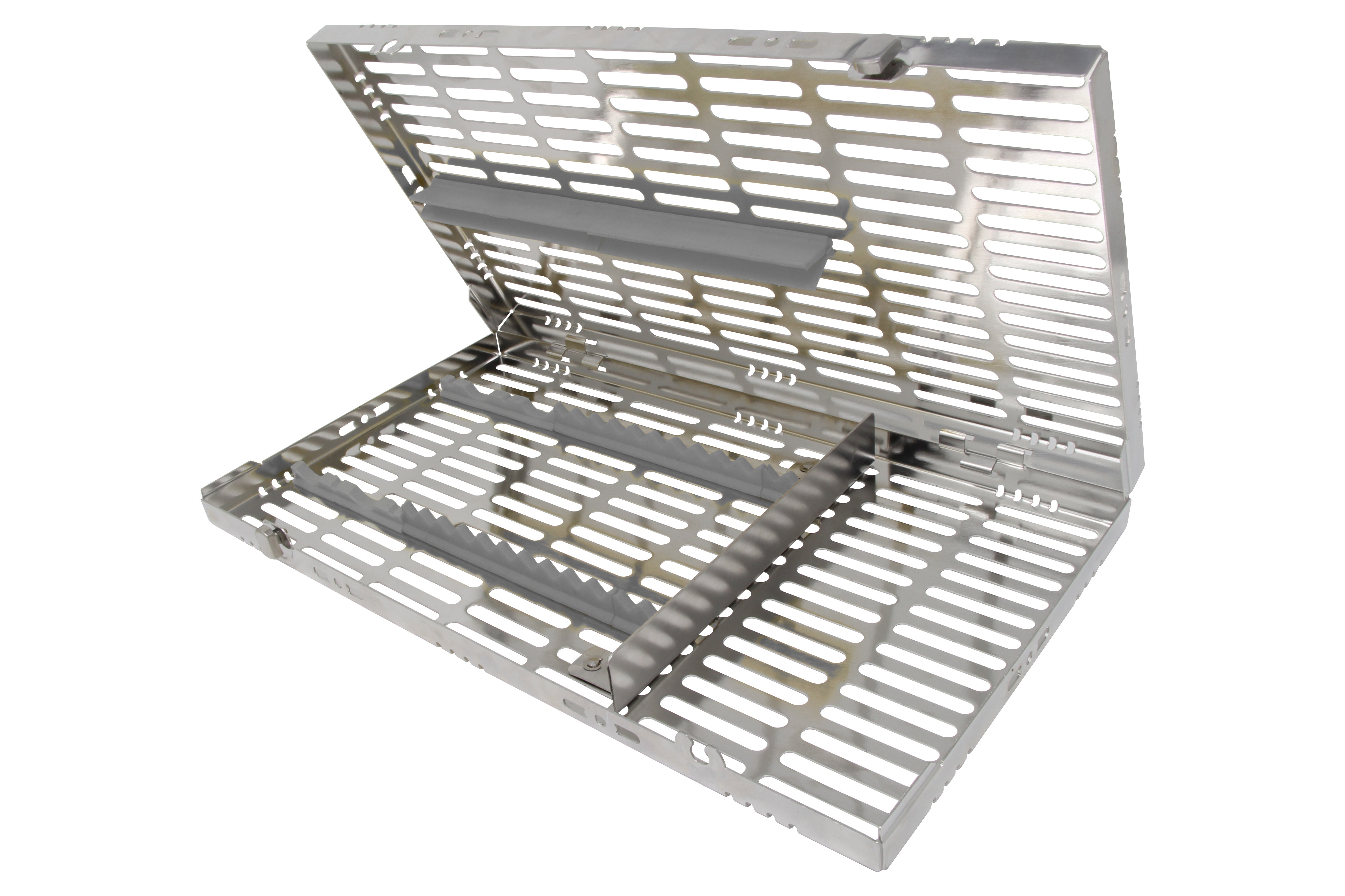 Sterilization Cassette for 16 Instruments (4 Elevators), With Adjustable Accessory Area, Oral Surgery Set Up - 370*202*30 MM - HiTeck Medical Instruments