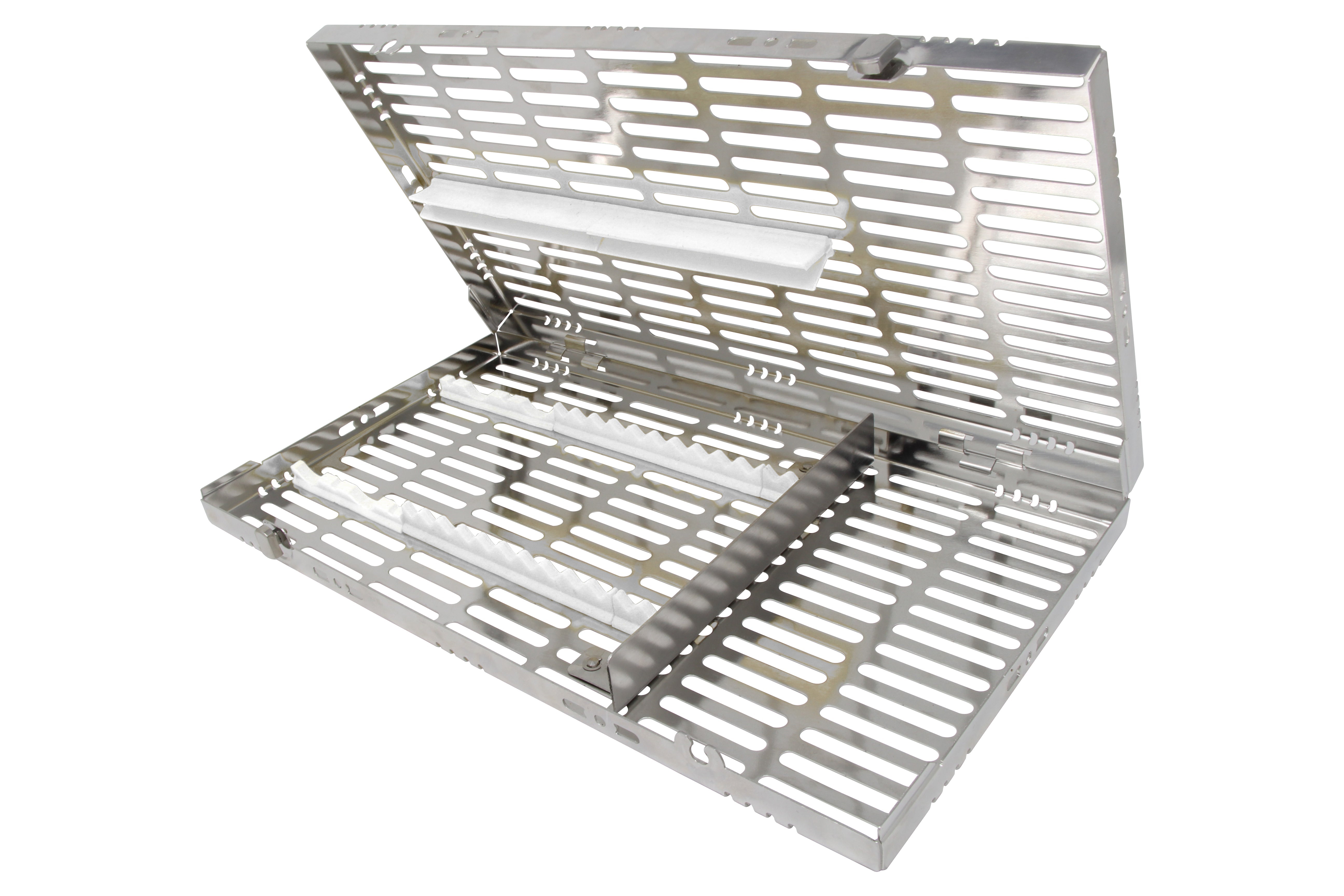 Sterilization Cassette for 16 Instruments (4 Elevators), With Adjustable Accessory Area, Oral Surgery Set Up - 370*202*30 MM - HiTeck Medical Instruments