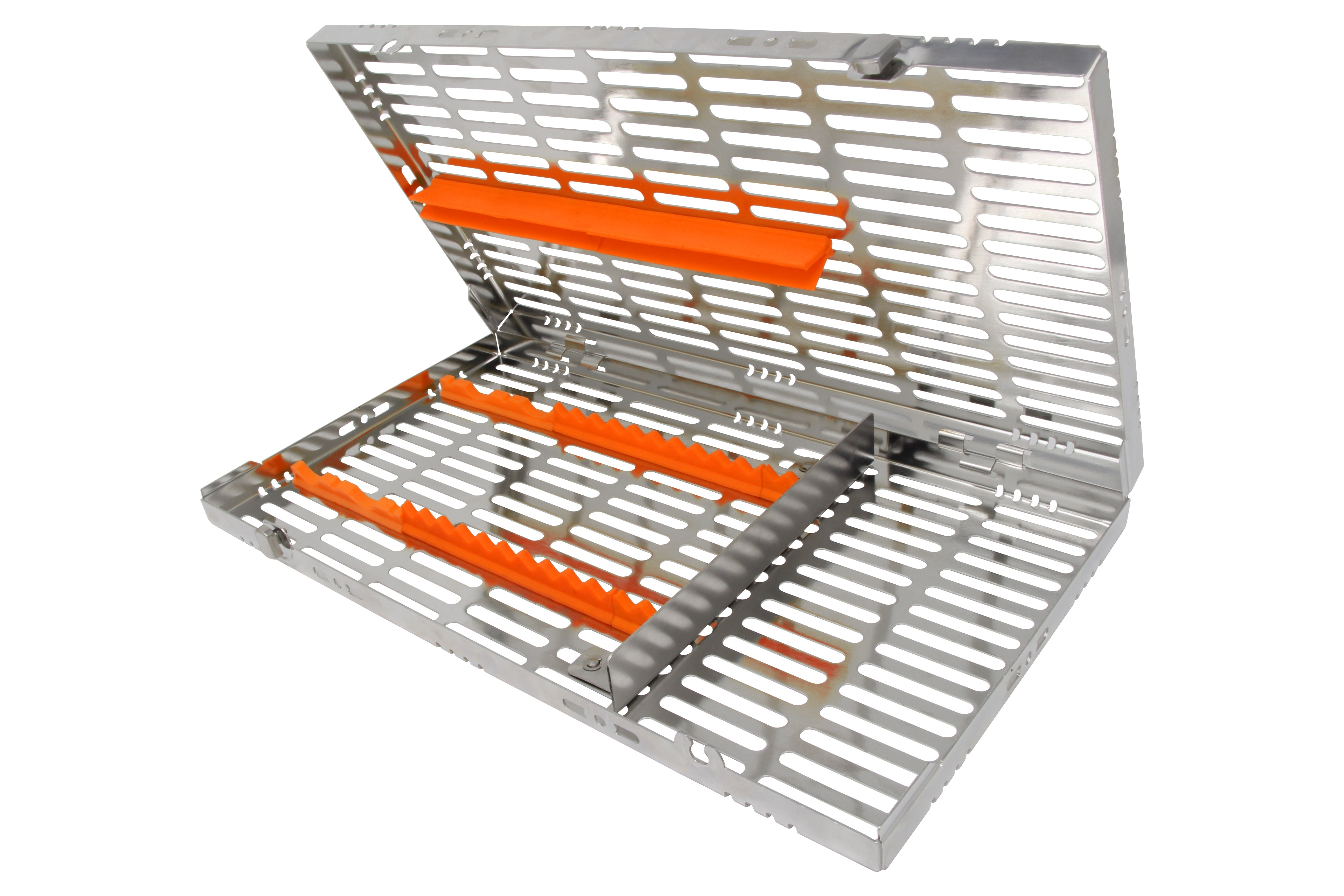 Sterilization Cassette for 16 Instruments (4 Elevators), With Adjustable Accessory Area, Oral Surgery Set Up - 370*202*30 MM - HiTeck Medical Instruments