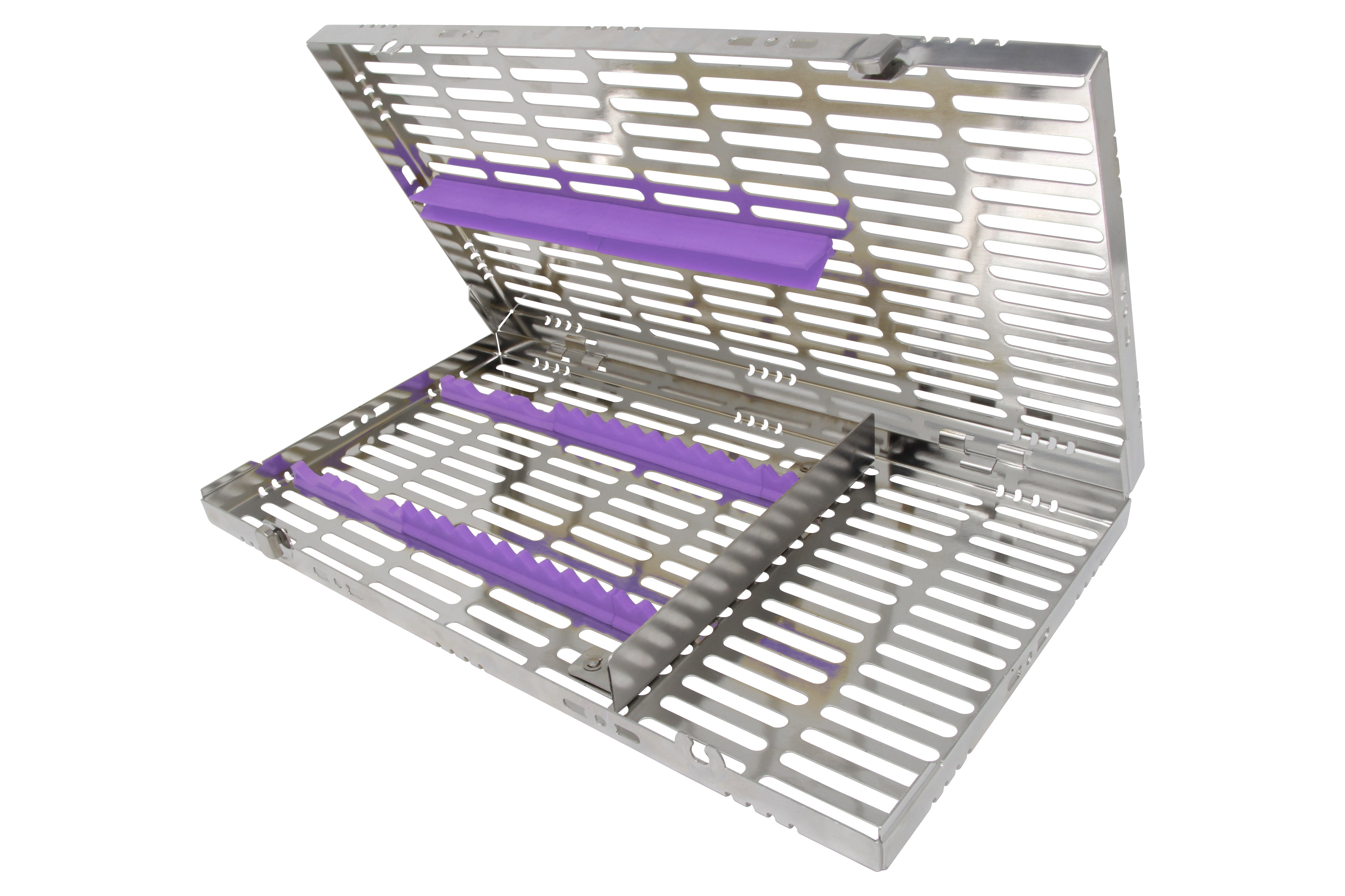 Sterilization Cassette for 16 Instruments (4 Elevators), With Adjustable Accessory Area, Oral Surgery Set Up - 370*202*30 MM - HiTeck Medical Instruments