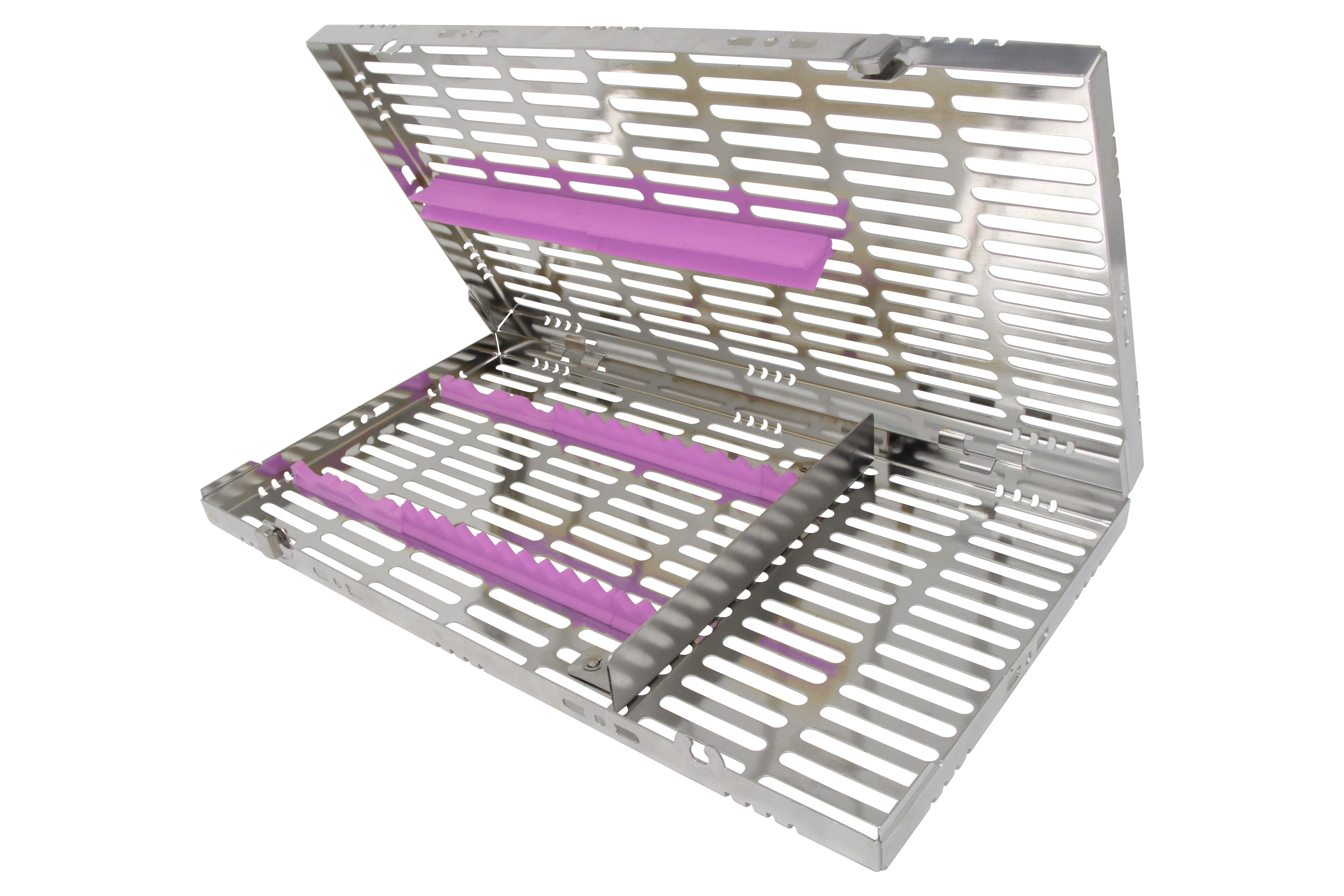 Sterilization Cassette for 16 Instruments (4 Elevators), With Adjustable Accessory Area, Oral Surgery Set Up - 370*202*30 MM - HiTeck Medical Instruments