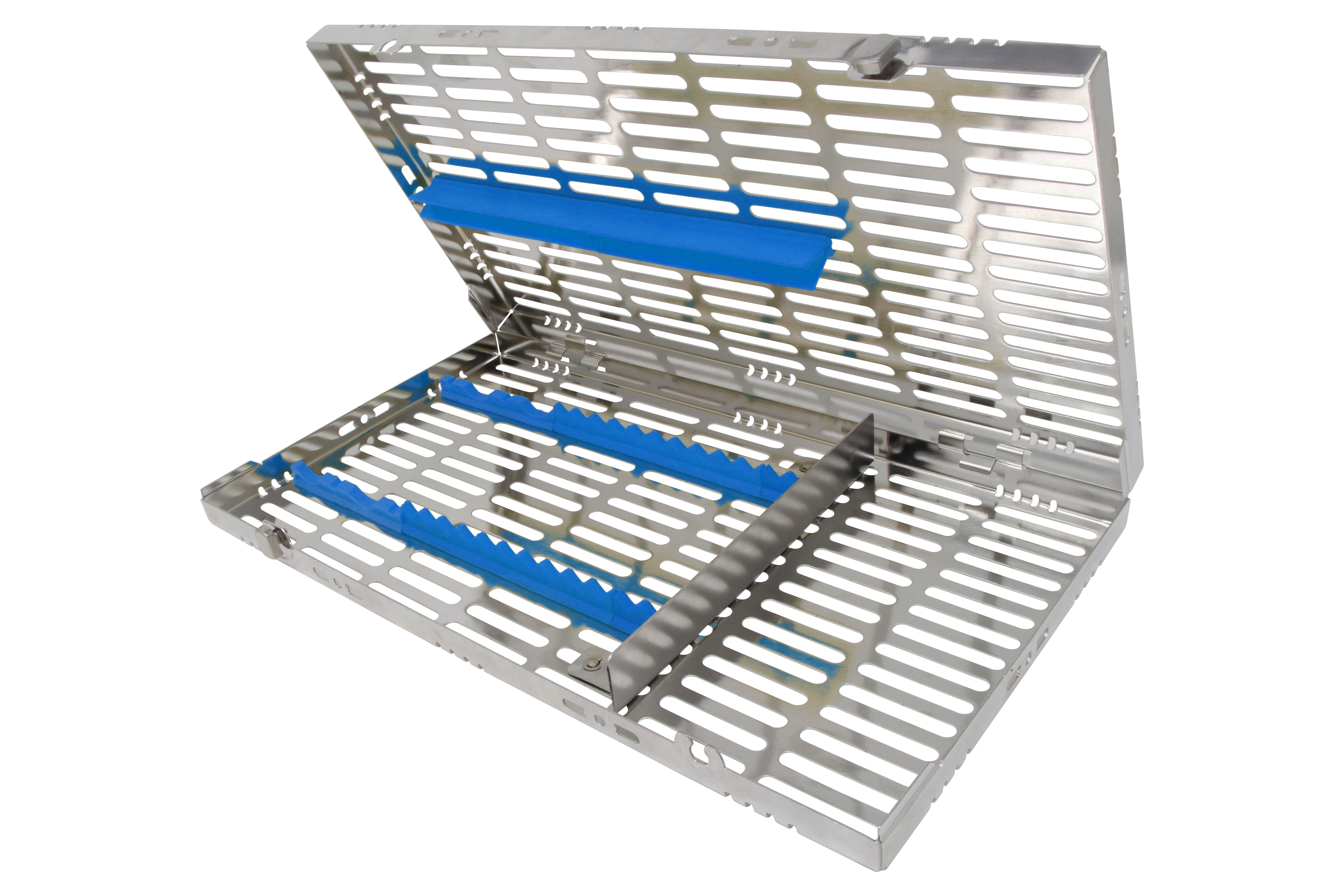 Sterilization Cassette for 16 Instruments (4 Elevators), With Adjustable Accessory Area, Oral Surgery Set Up - 370*202*30 MM - HiTeck Medical Instruments