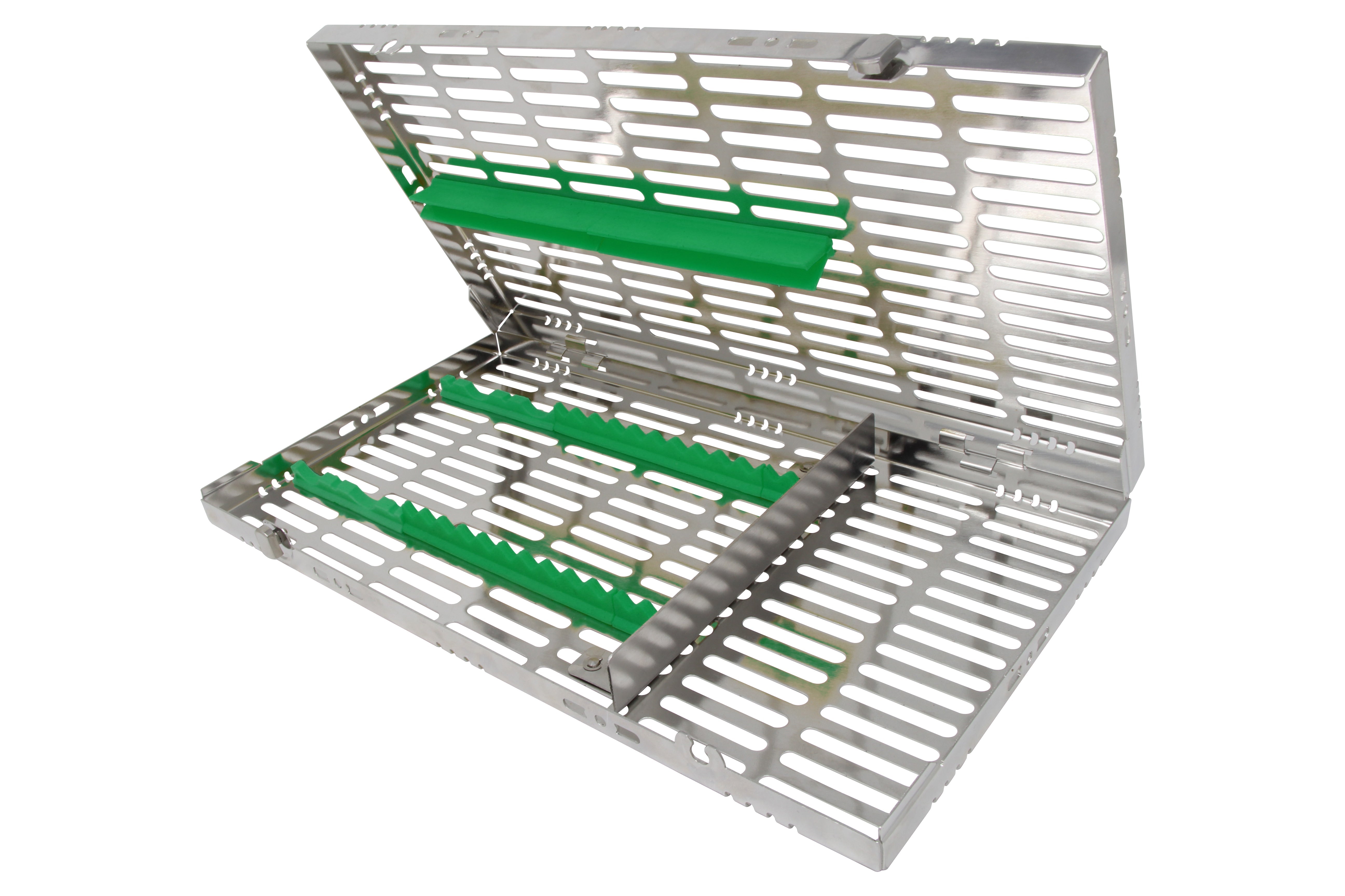 Sterilization Cassette for 16 Instruments (4 Elevators), With Adjustable Accessory Area, Oral Surgery Set Up - 370*202*30 MM - HiTeck Medical Instruments