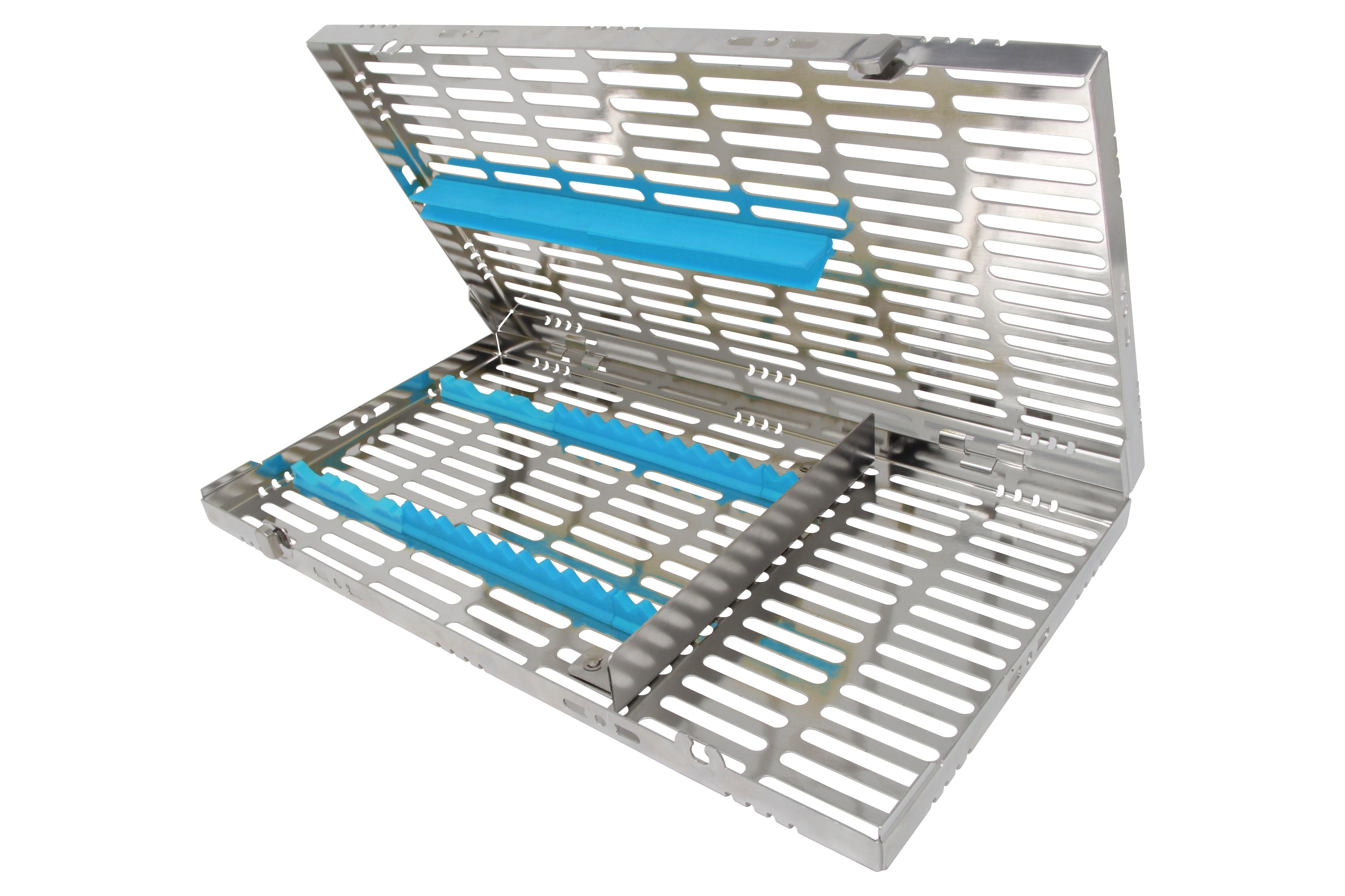 Sterilization Cassette for 16 Instruments (4 Elevators), With Adjustable Accessory Area, Oral Surgery Set Up - 370*202*30 MM - HiTeck Medical Instruments