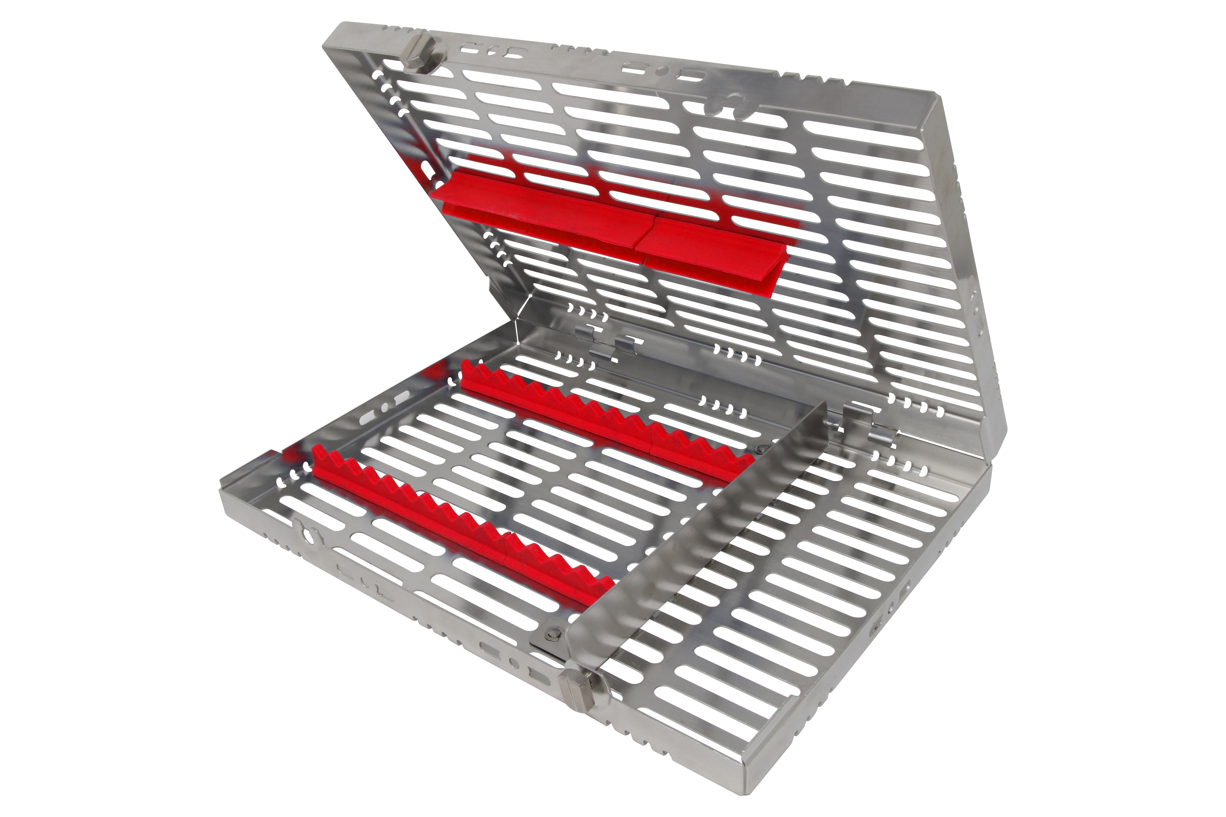 Sterilization Cassette for 16 Instruments, With Adjustable Accessory Area - 280x202x30, Detachable - HiTeck Medical Instruments