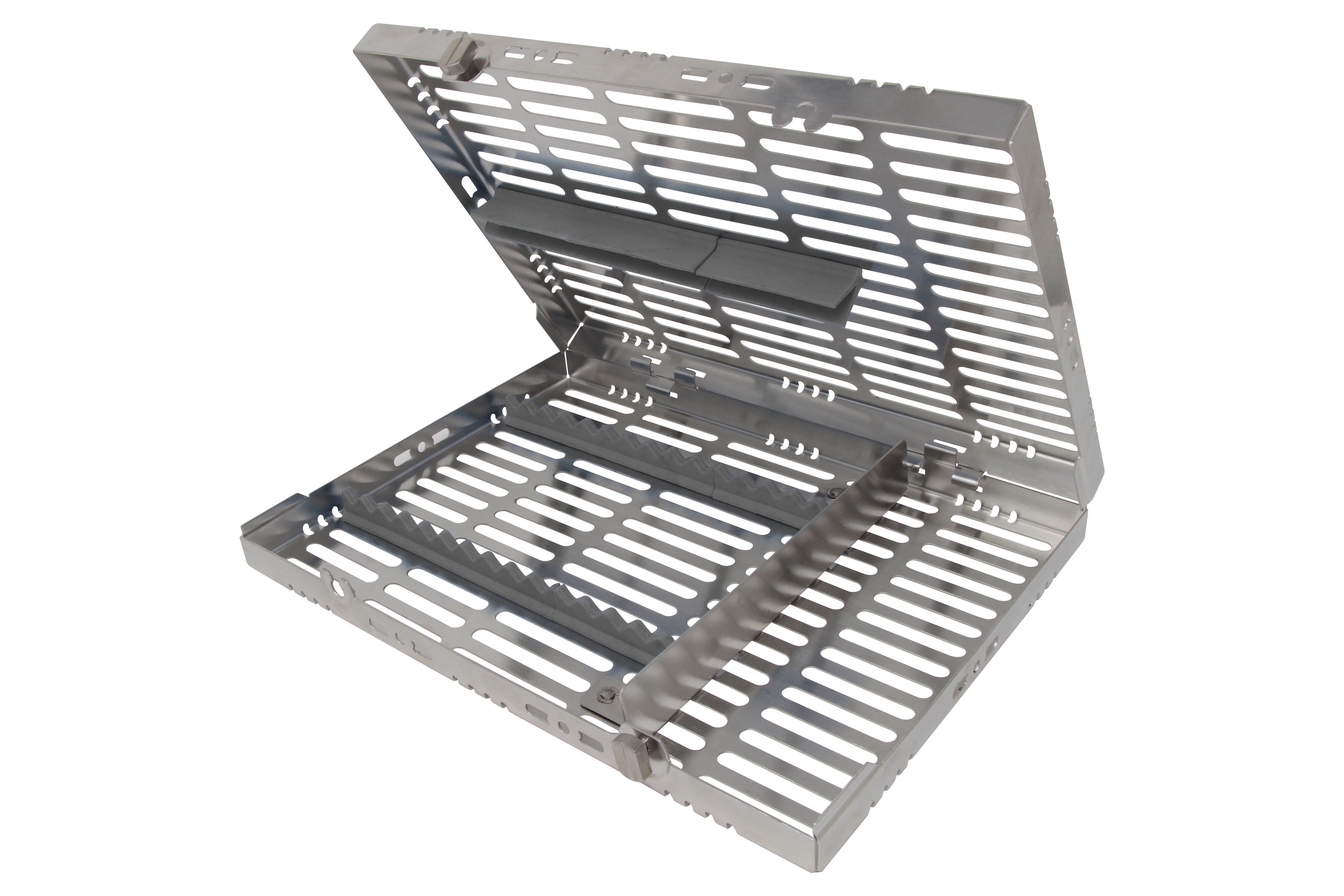 Sterilization Cassette for 16 Instruments, With Adjustable Accessory Area - 280x202x30, Detachable - HiTeck Medical Instruments