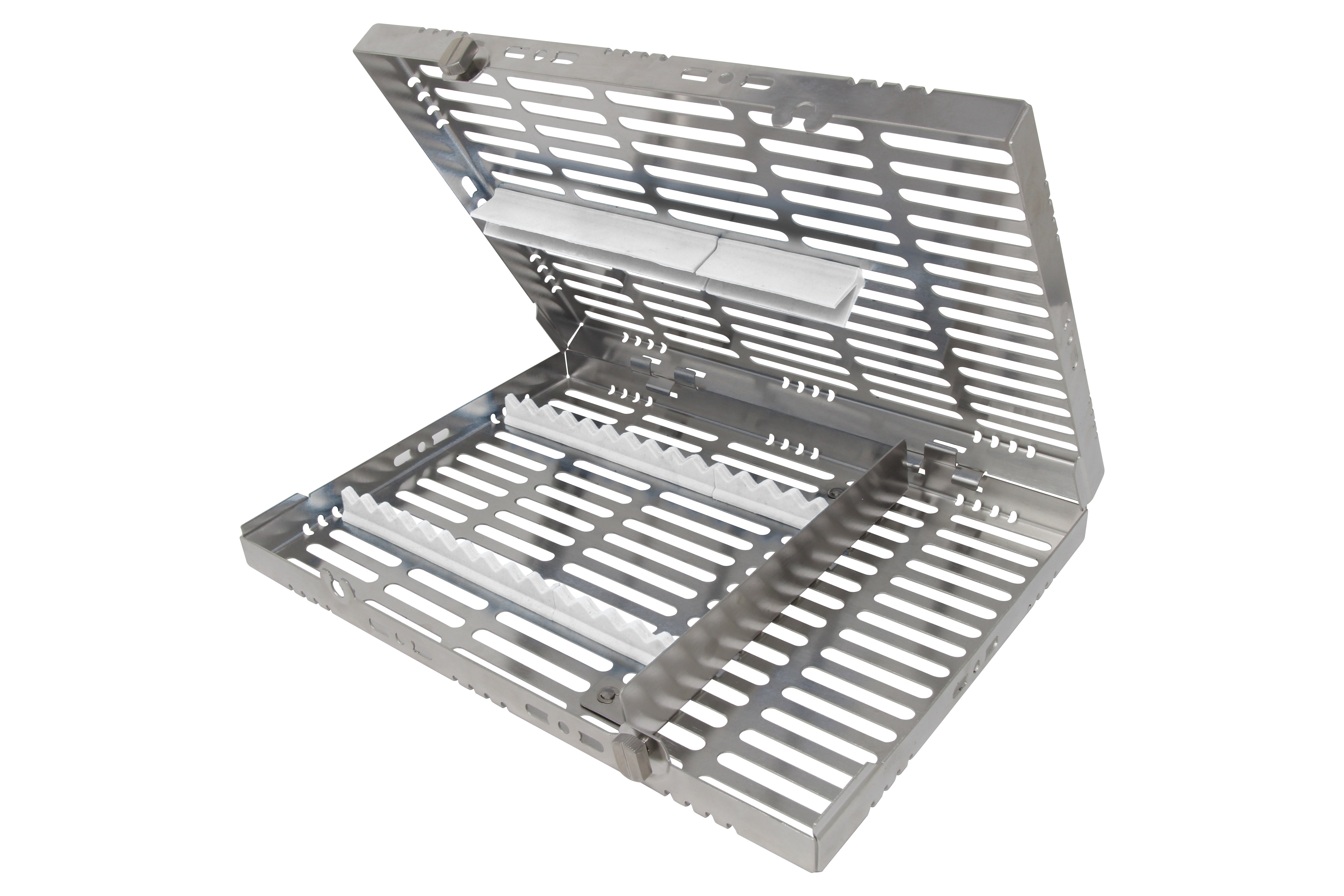 Sterilization Cassette for 16 Instruments, With Adjustable Accessory Area - 280x202x30, Detachable - HiTeck Medical Instruments