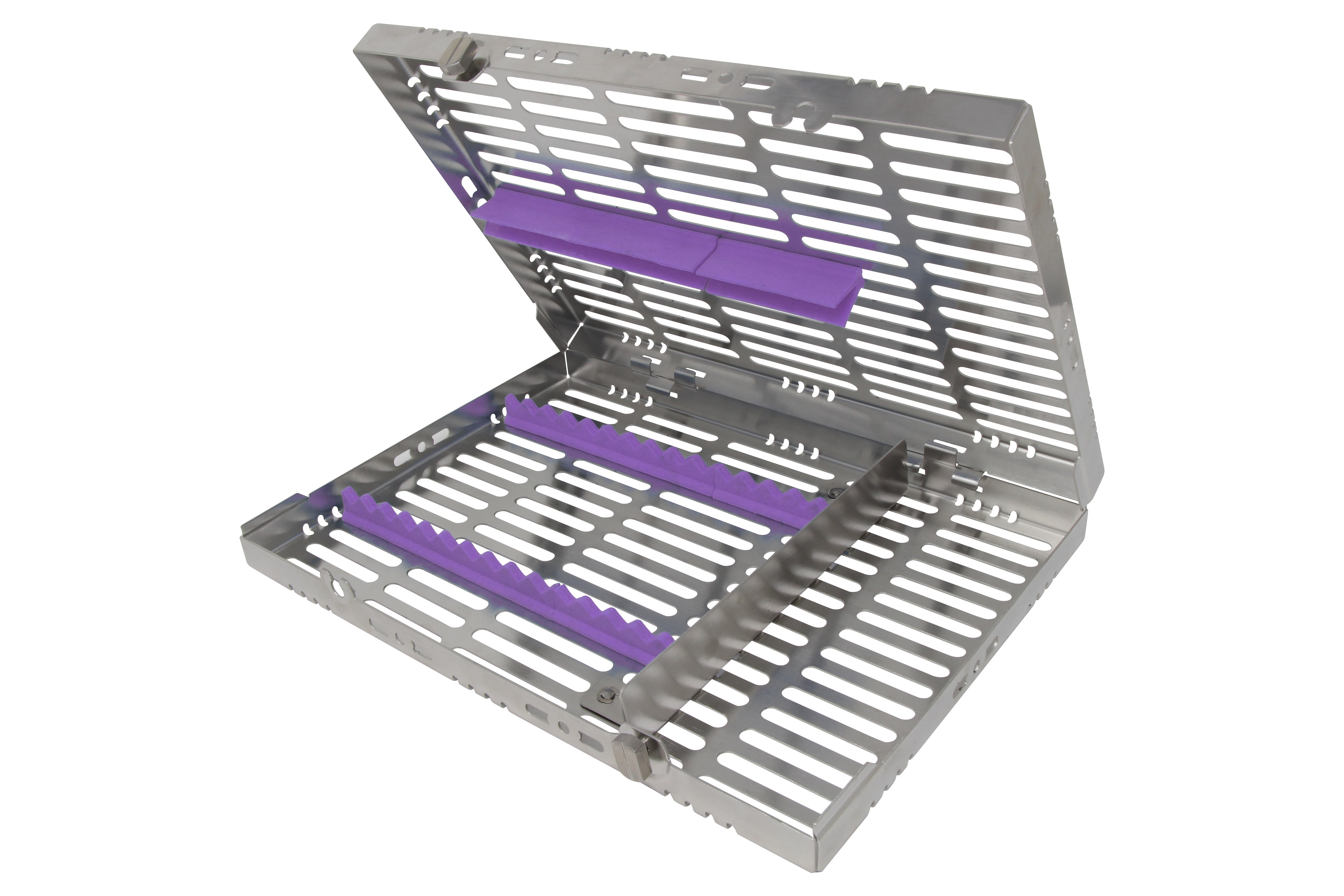 Sterilization Cassette for 16 Instruments, With Adjustable Accessory Area - 280x202x30, Detachable - HiTeck Medical Instruments