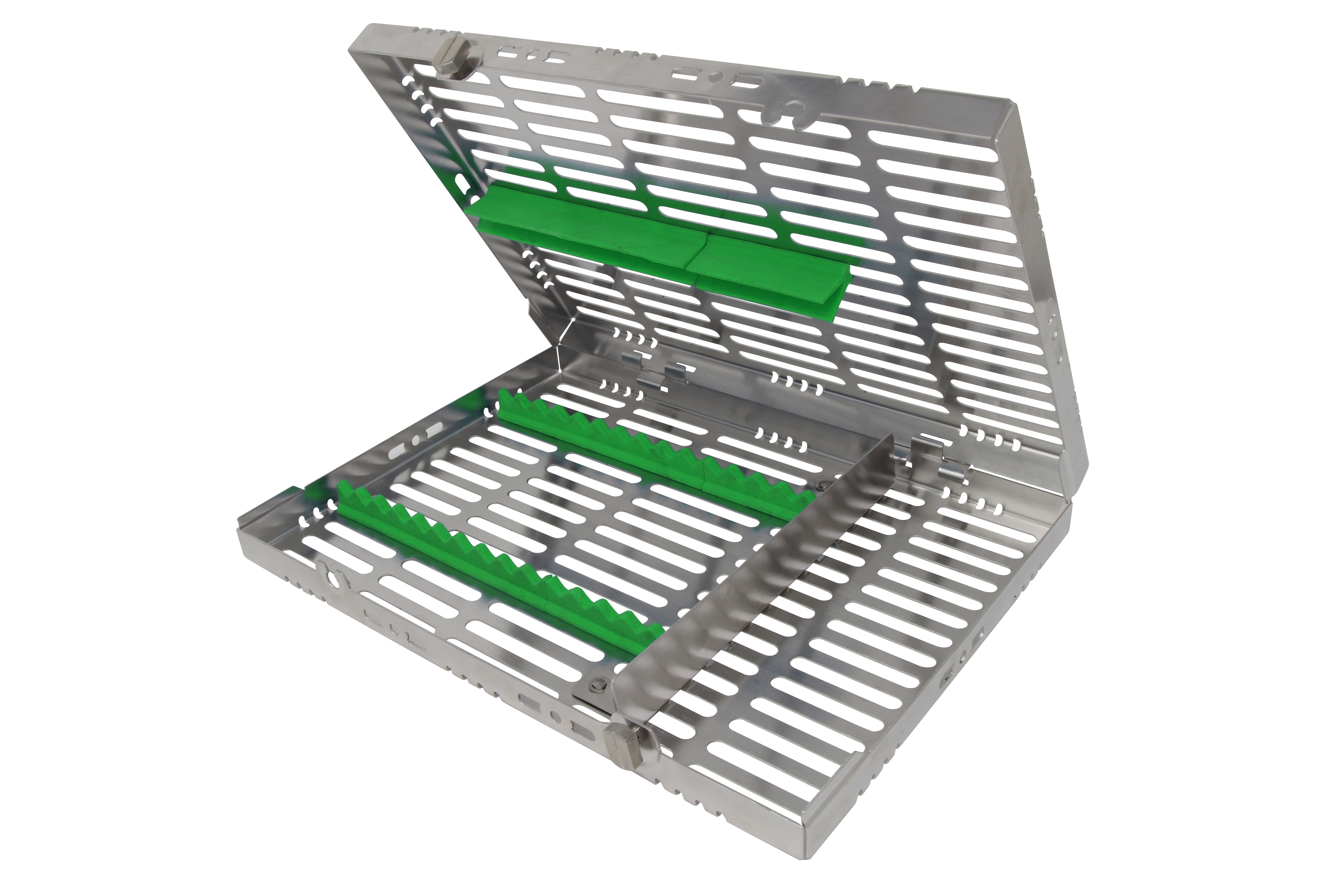 Sterilization Cassette for 16 Instruments, With Adjustable Accessory Area - 280x202x30, Detachable - HiTeck Medical Instruments