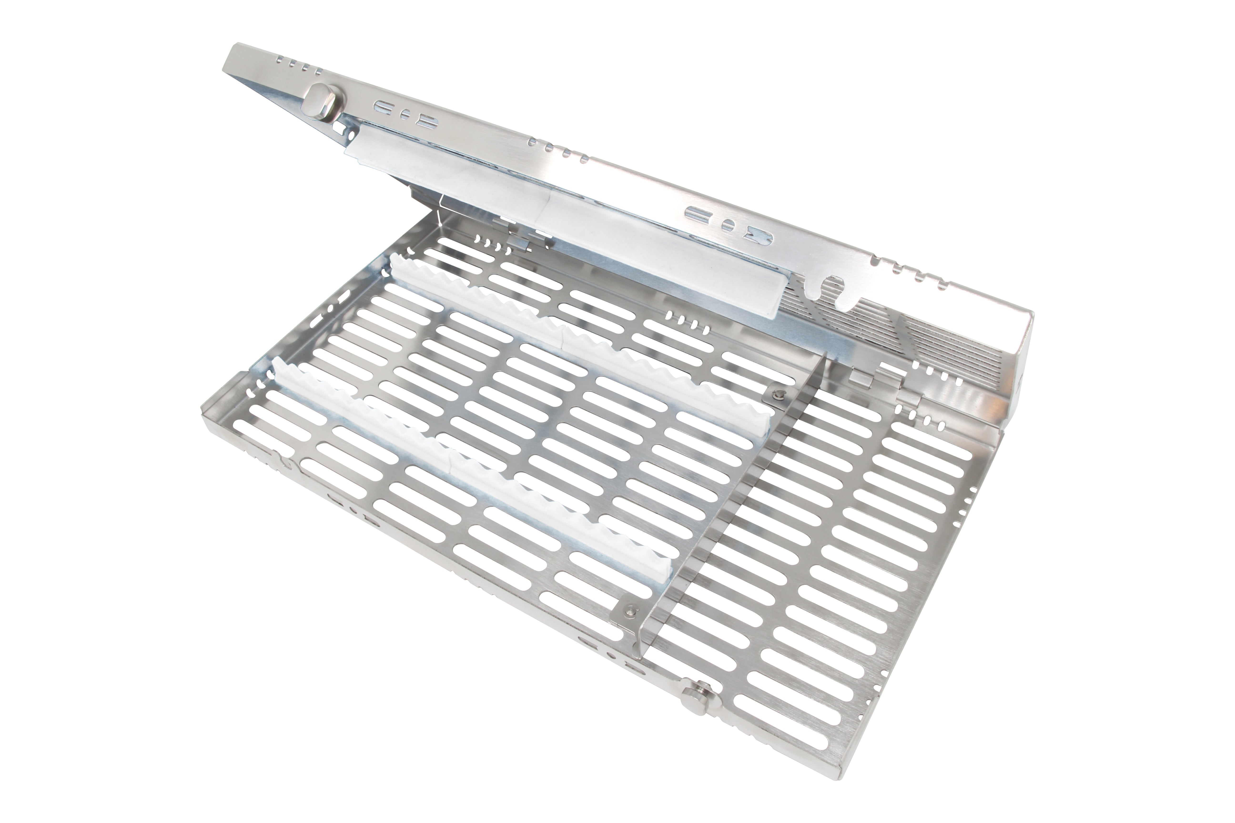 Sterilization Cassette for 20 Instruments, With Adjustable Accessory Area - 370x202x30, Detachable - HiTeck Medical Instruments