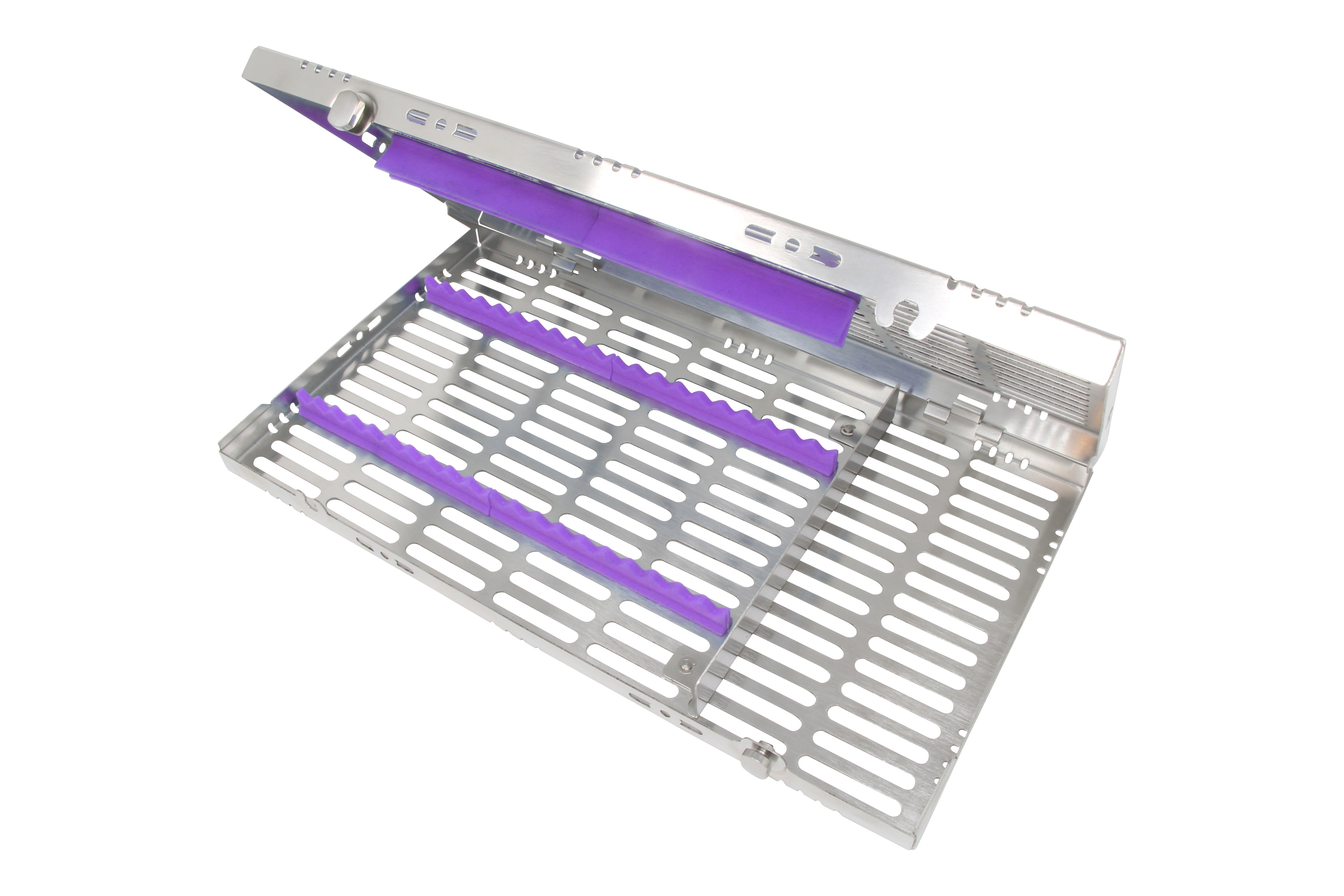 Sterilization Cassette for 20 Instruments, With Adjustable Accessory Area - 370x202x30, Detachable - HiTeck Medical Instruments