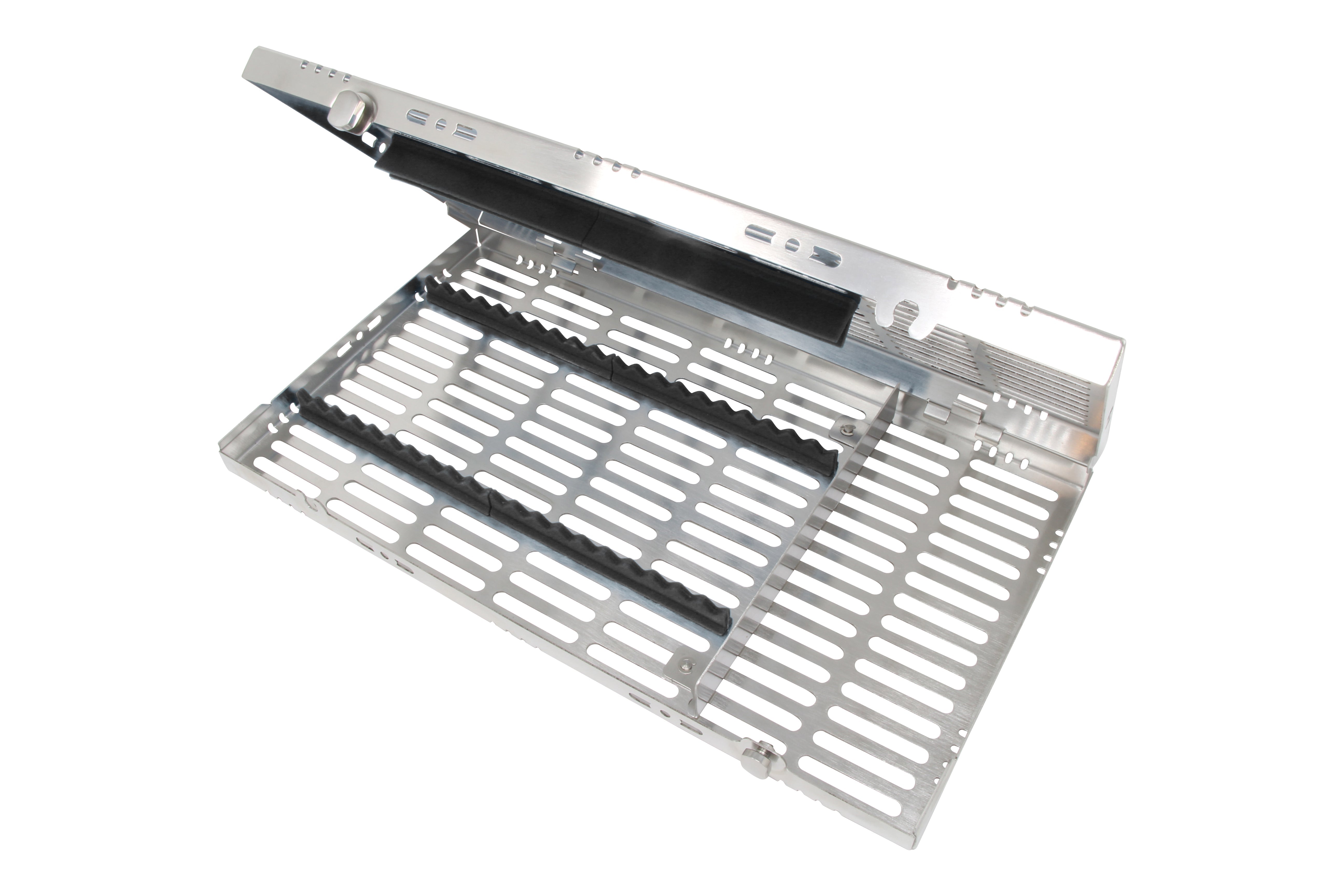 Sterilization Cassette for 20 Instruments, With Adjustable Accessory Area - 370x202x30, Detachable - HiTeck Medical Instruments