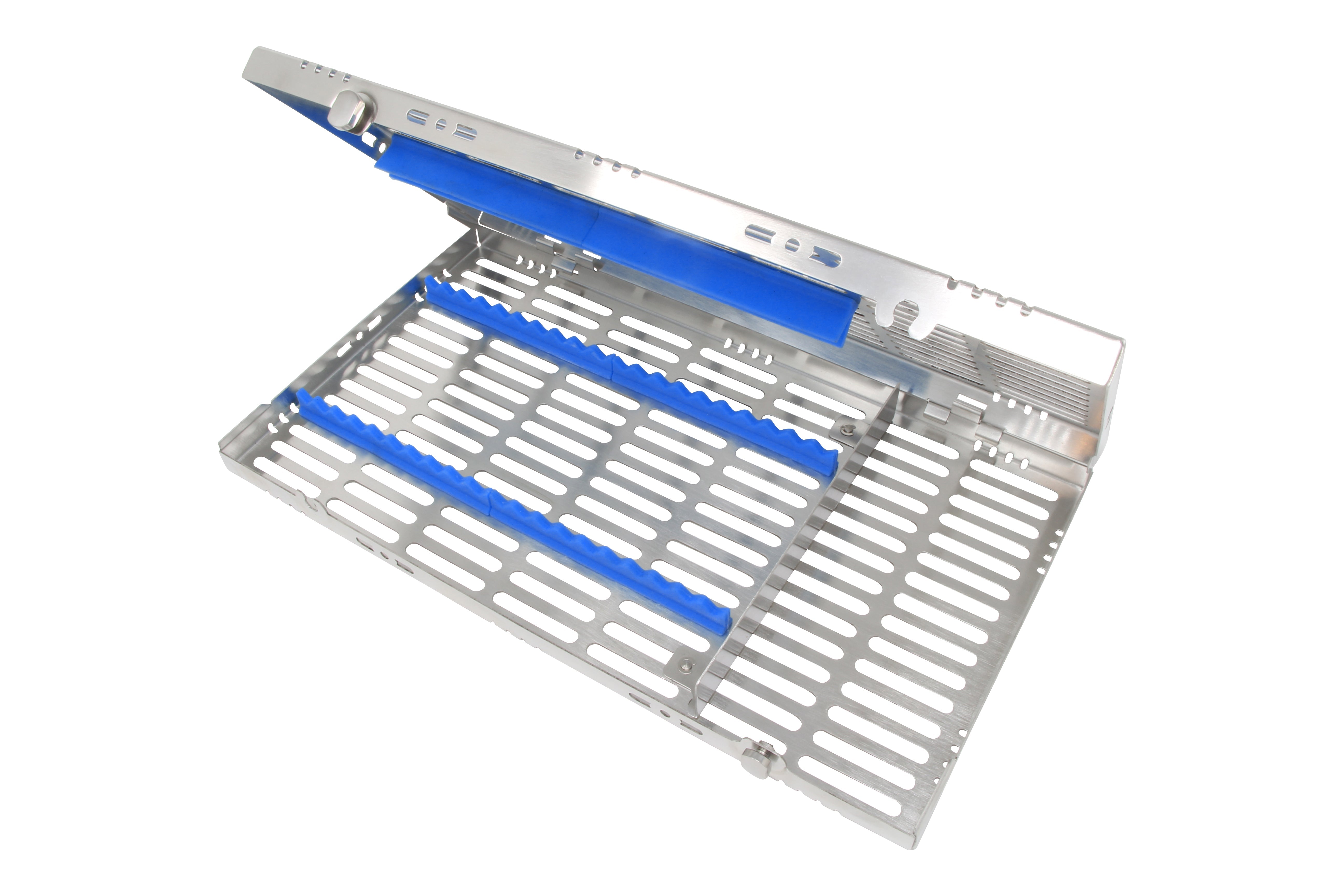 Sterilization Cassette for 20 Instruments, With Adjustable Accessory Area - 370x202x30, Detachable - HiTeck Medical Instruments