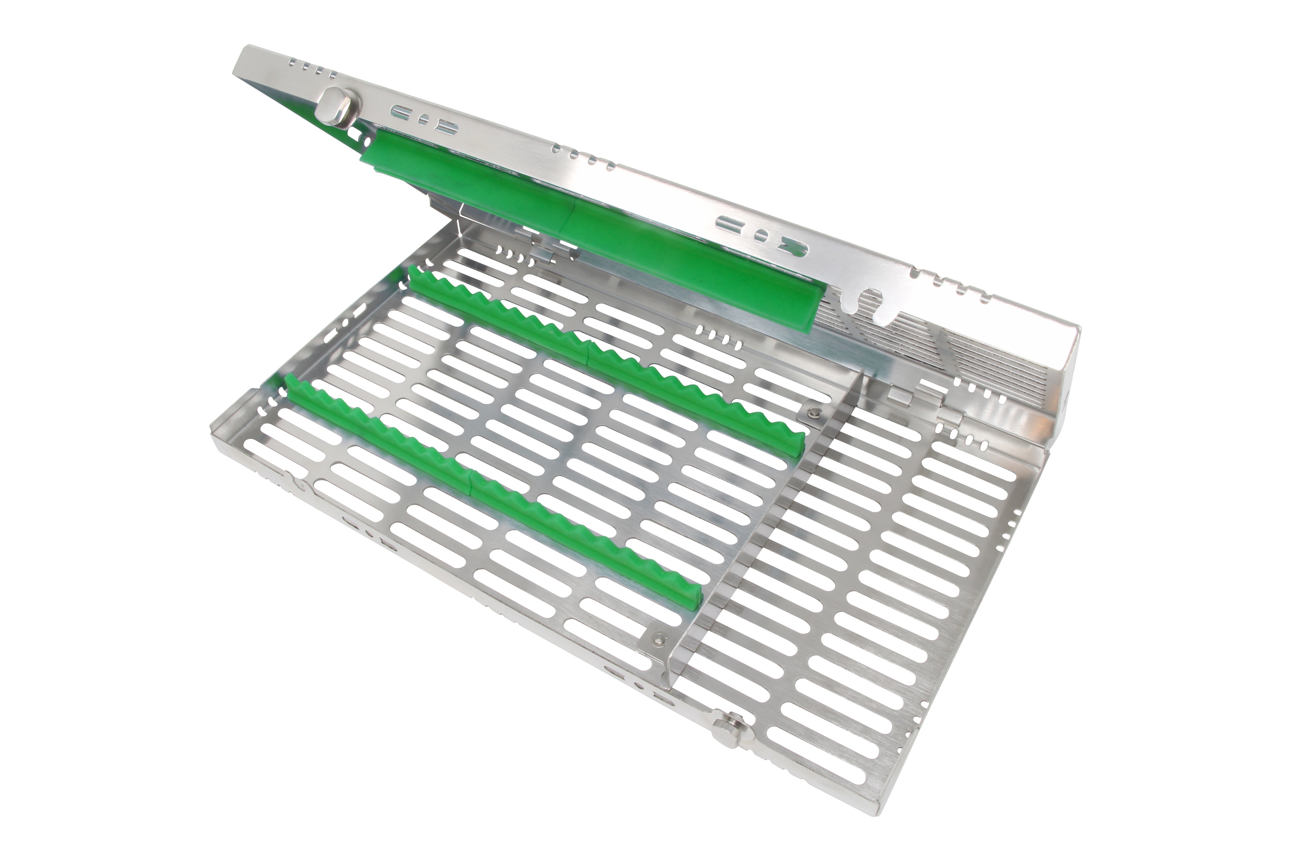 Sterilization Cassette for 20 Instruments, With Adjustable Accessory Area - 370x202x30, Detachable - HiTeck Medical Instruments