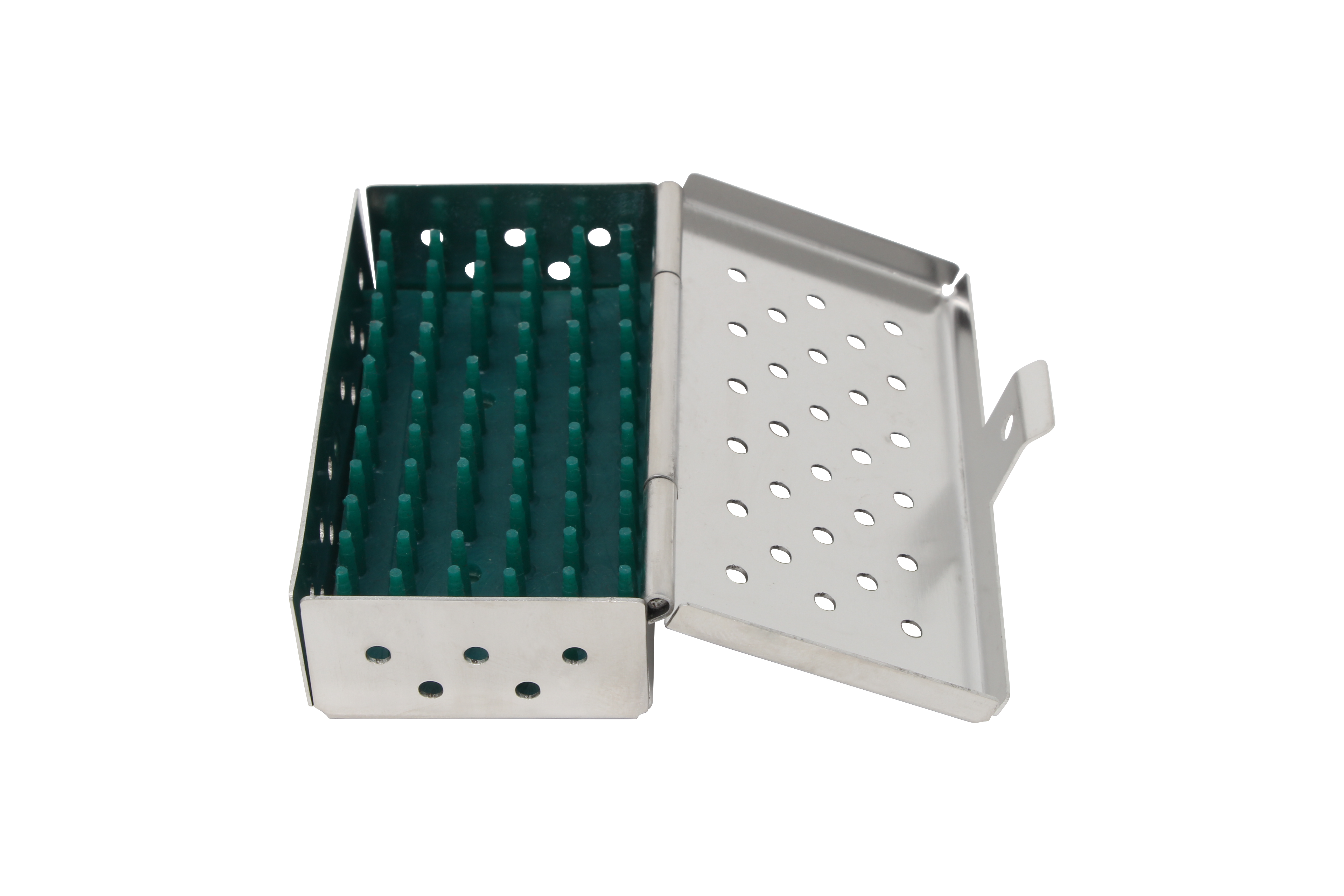 Sterilization Cassette for Clamps, Small Parts & Handpieces, With Silicone Mat - 80x40x20, Non Detachable - HiTeck Medical Instruments