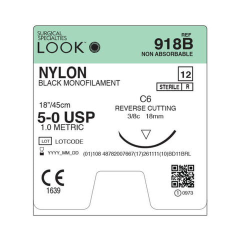 LOOK Surgical Sutures – Nylon Black Monofilament – 12/Box