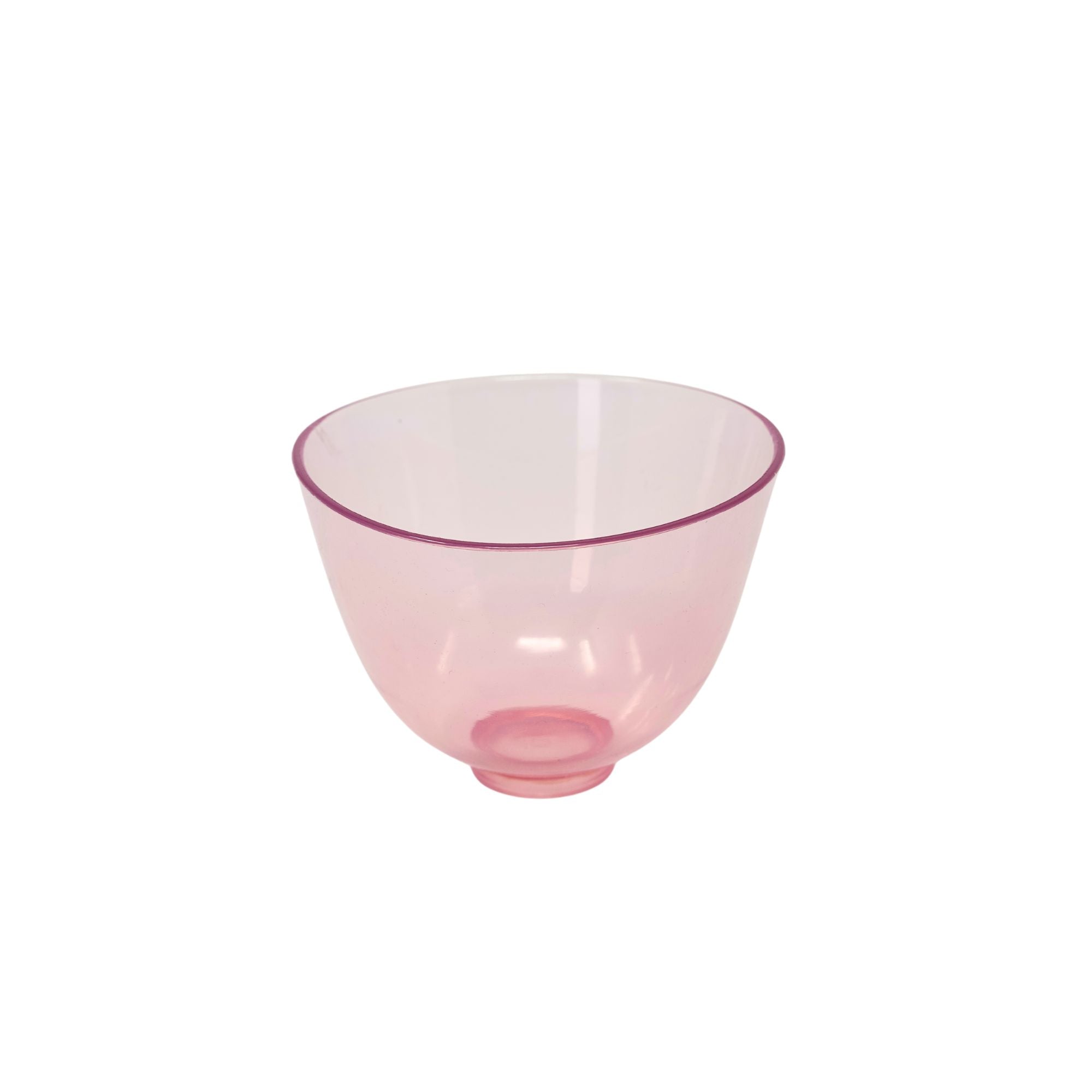 Large pink soft clear mixing bowl for precise material mixing in dental or laboratory settings