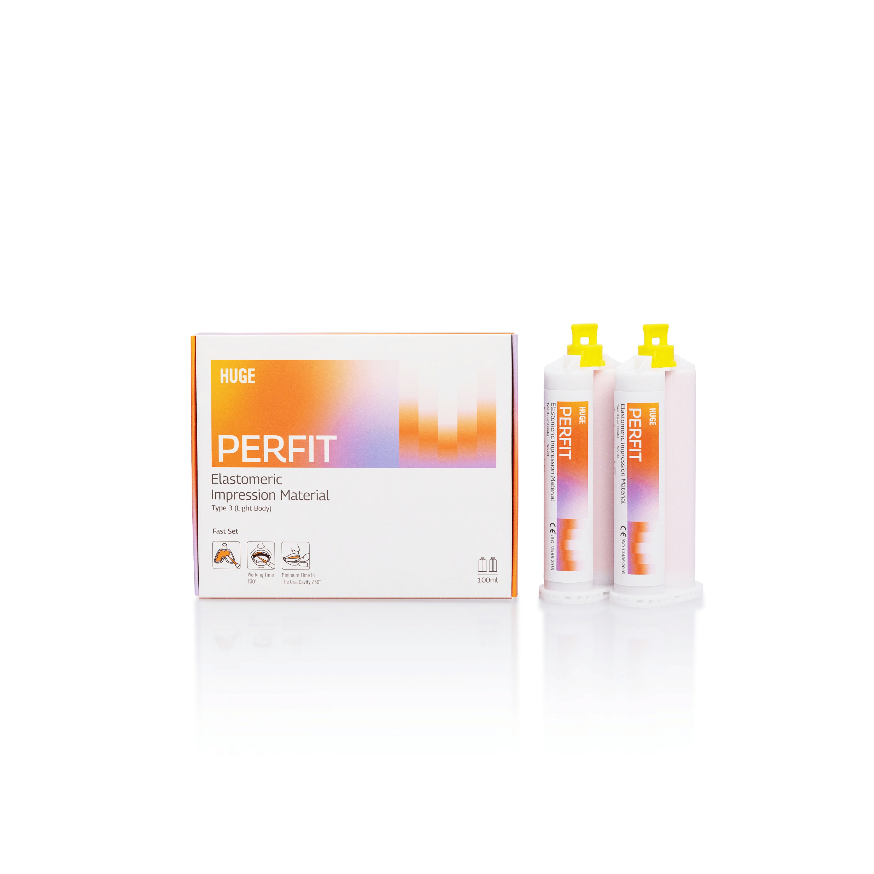 PERFIT LightBody impression material packaging and syringes on a white background