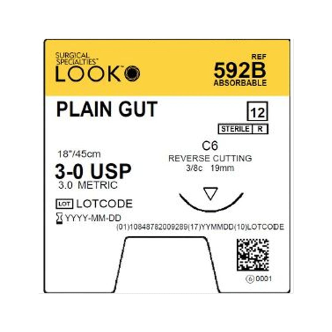 Look Suture 592B Plain Cut 3/8C