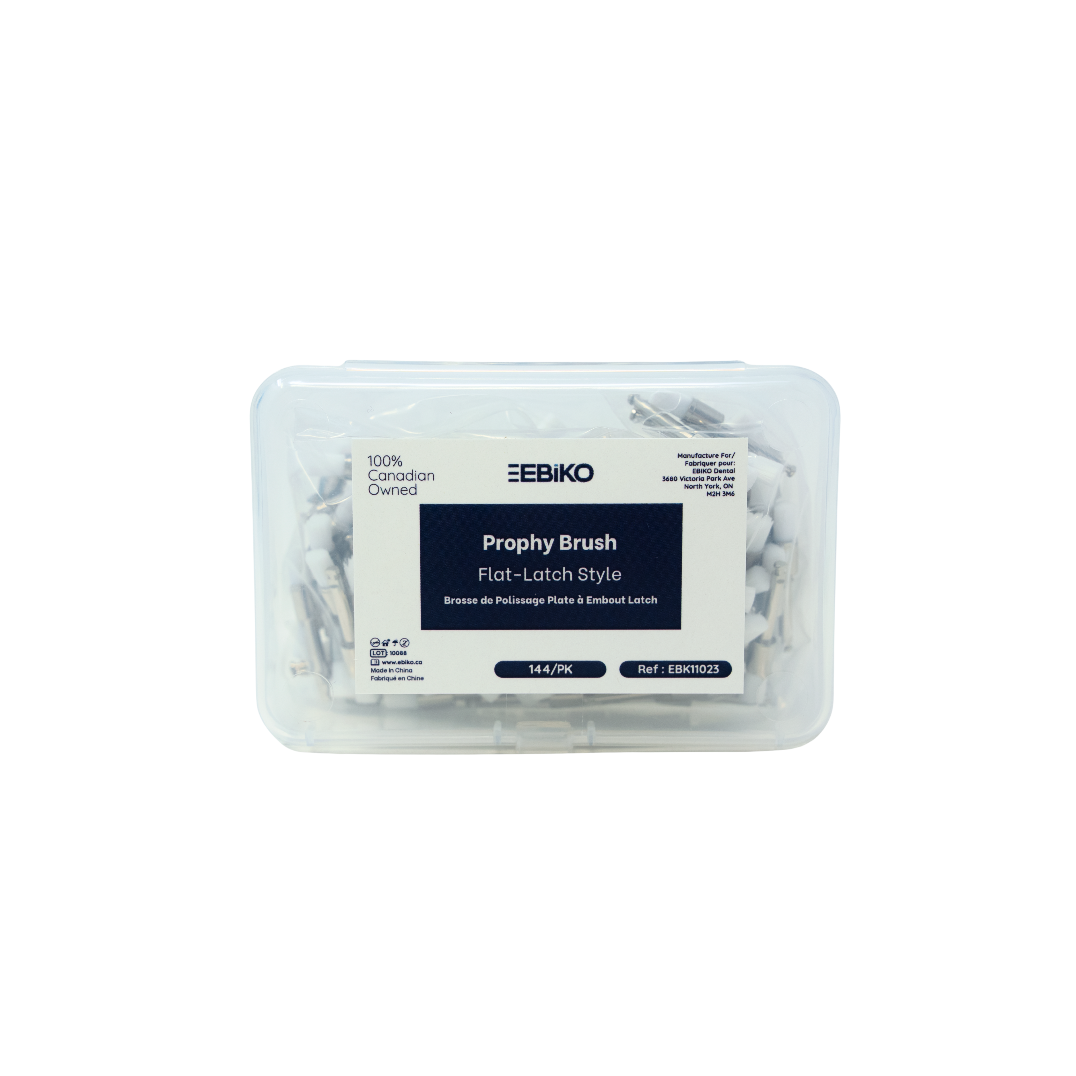 Ebiko prophy brush flat latch style dental polishing brush 144 pack ebk11023