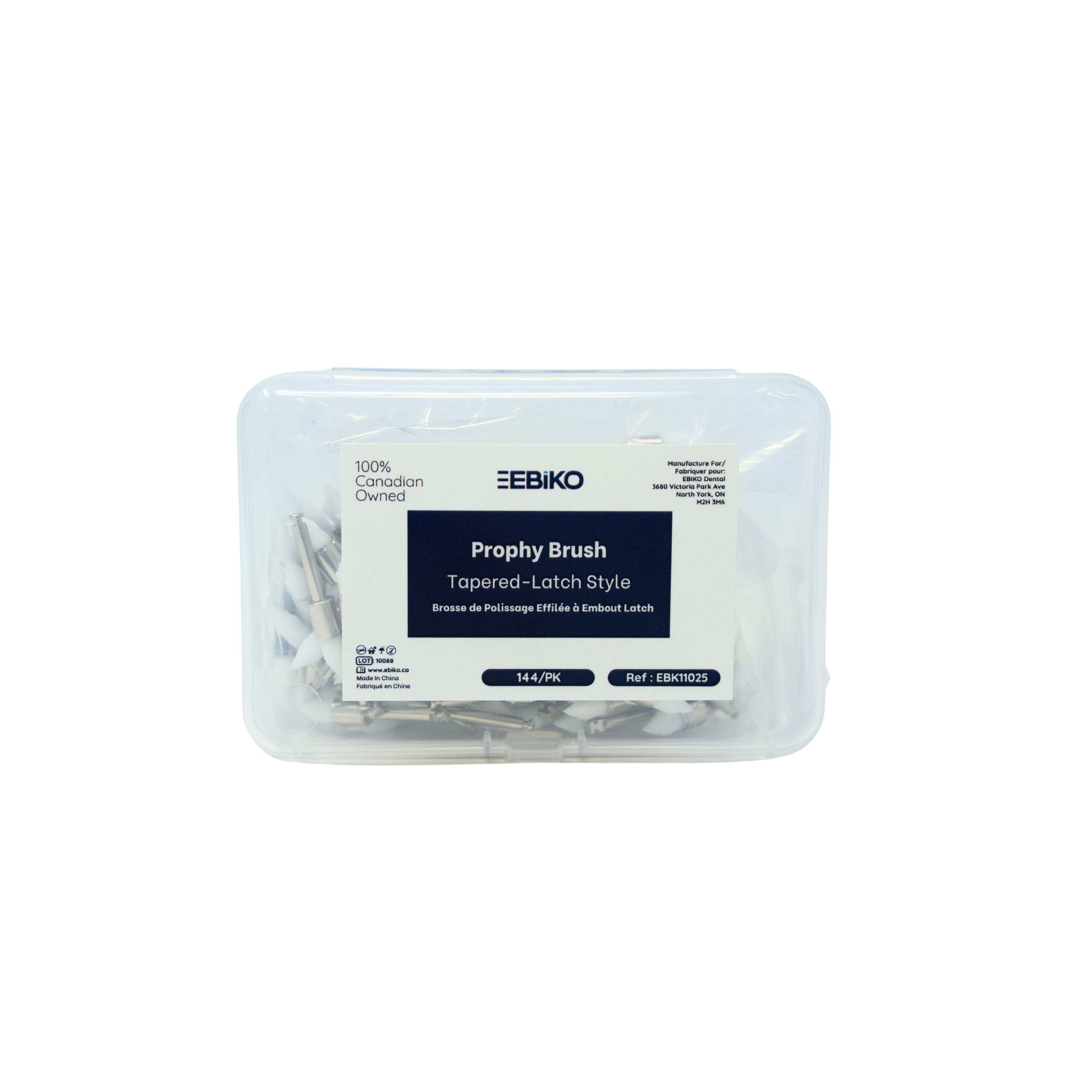 Ebiko prophy brush tapered latch style dental polishing brush 144 pack ebk11025