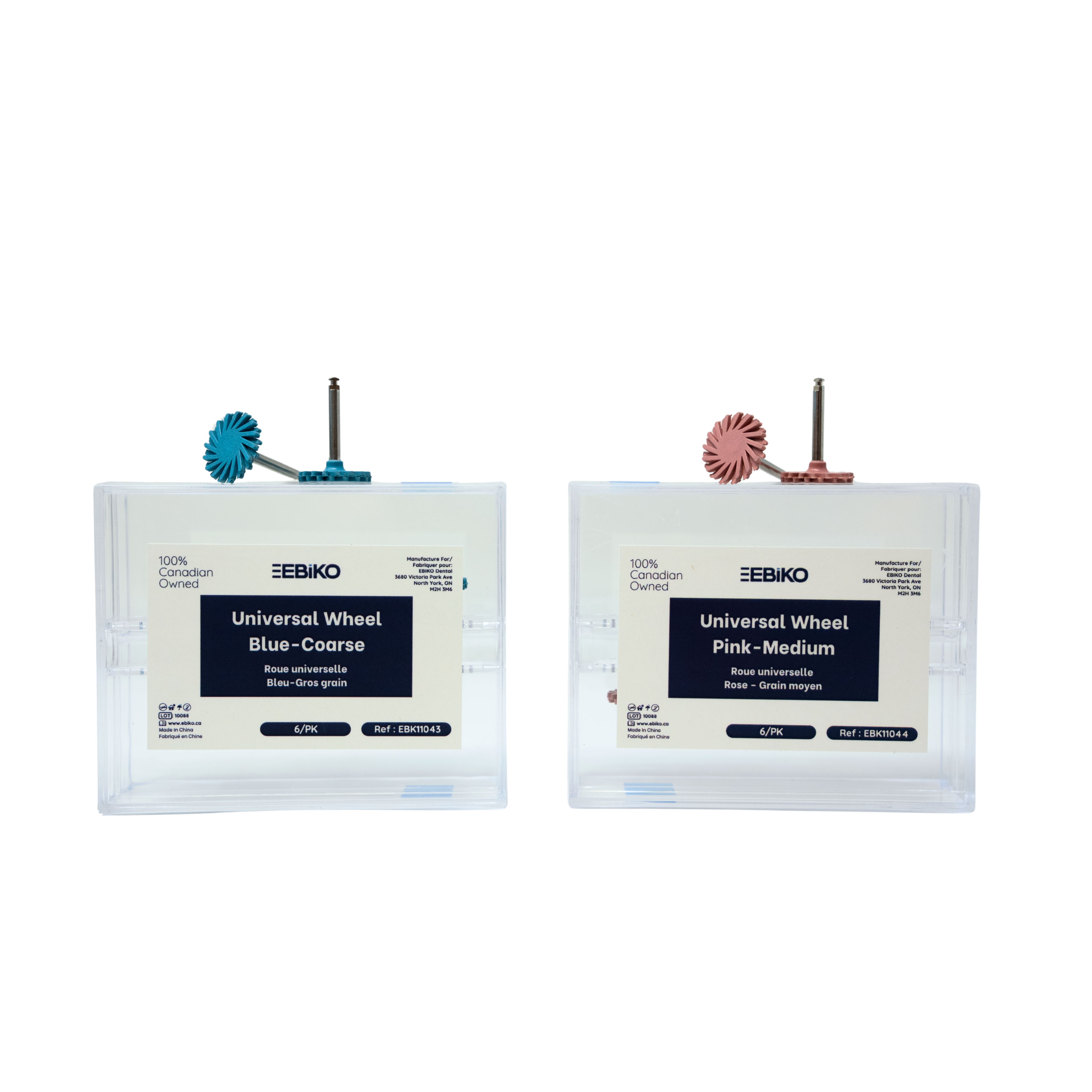 Ebiko universal wheel dental polishing wheels blue coarse and pink medium 6 pack each