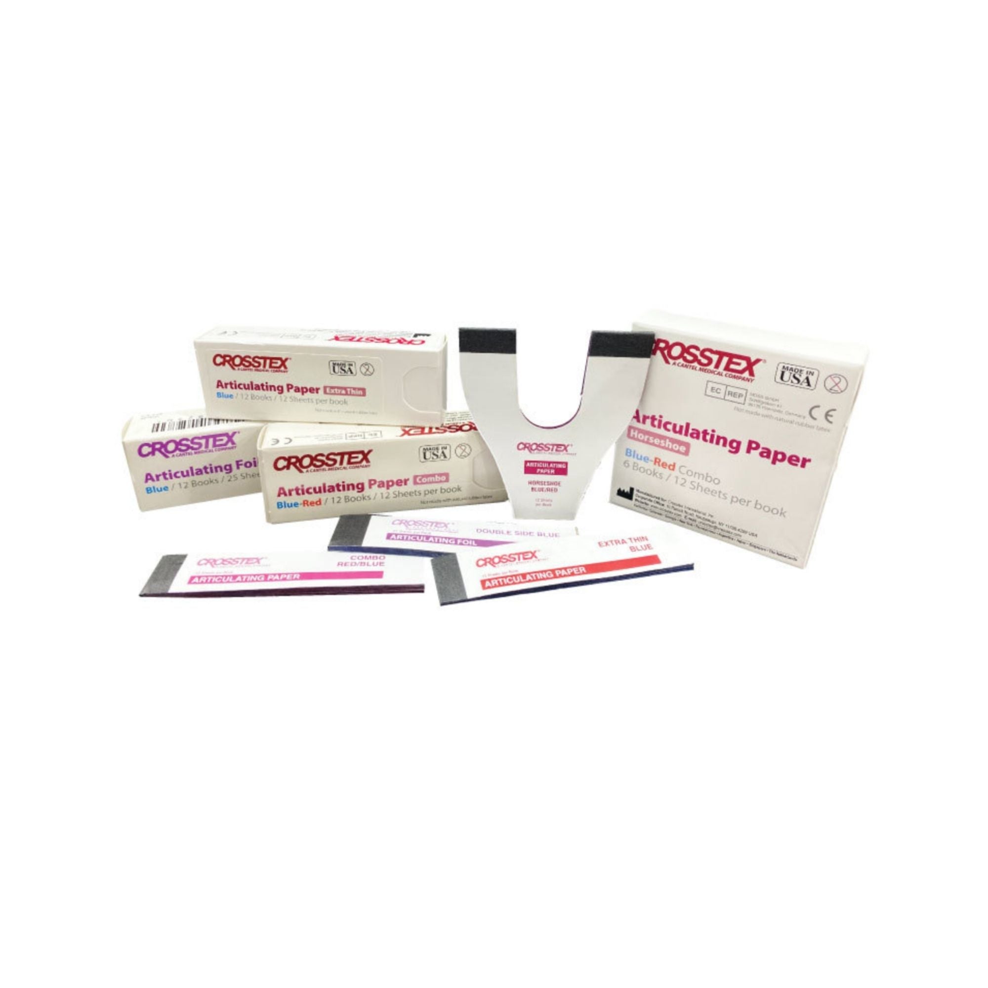 Crosstex articulating paper packaging on a white background