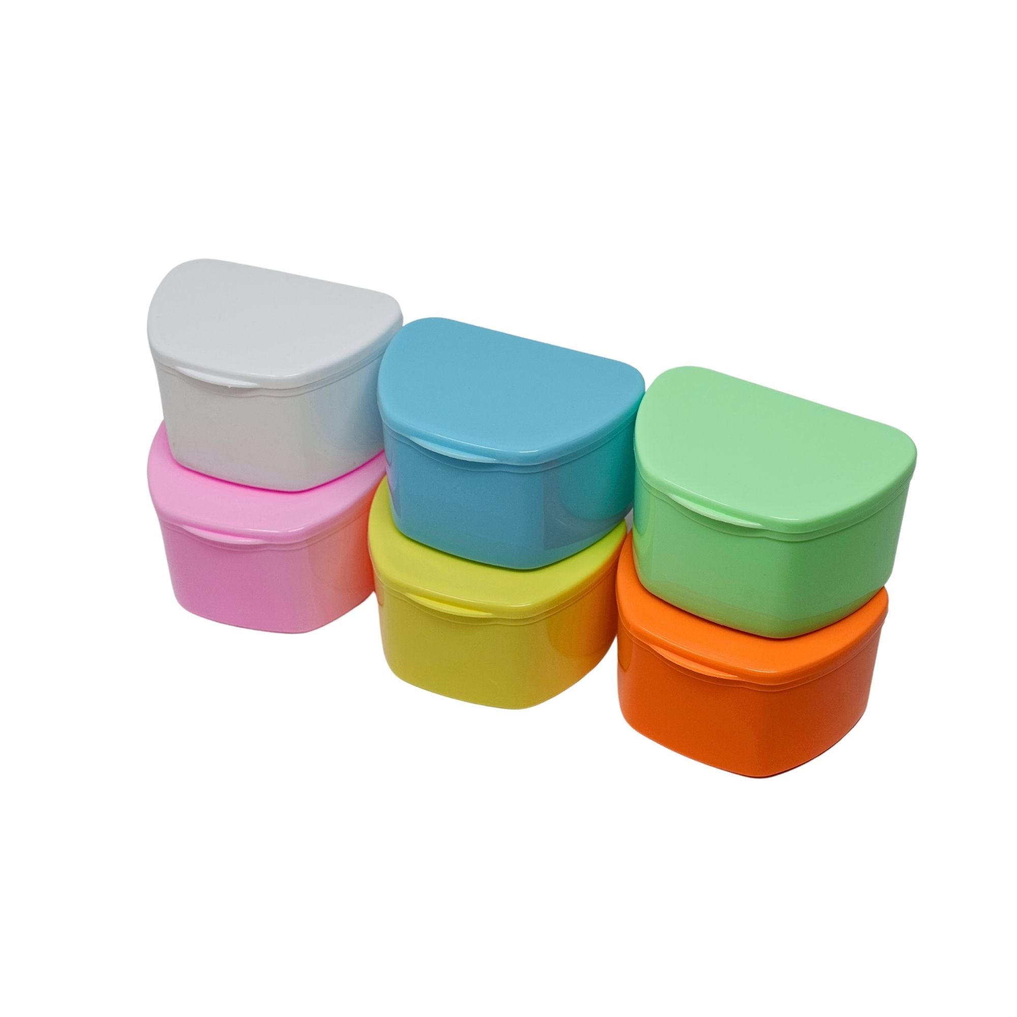 denture storage boxes assorted colors durable plastic design 12 per pack
