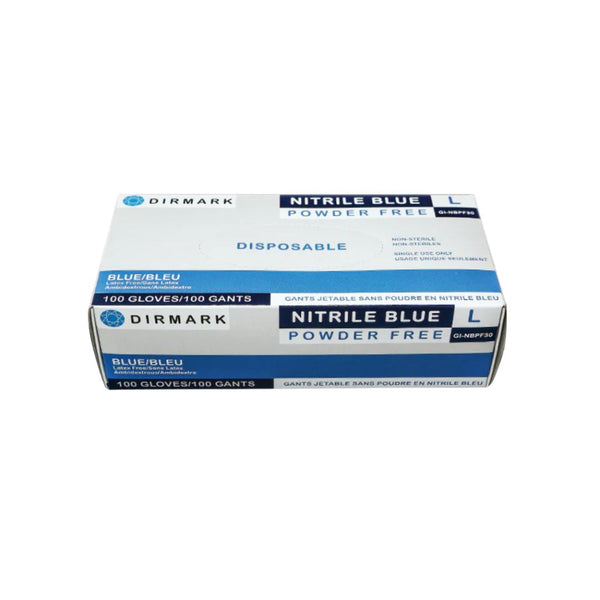 Dirmark nitrile gloves blue powder free size medium 100 gloves per box disposable non-sterile