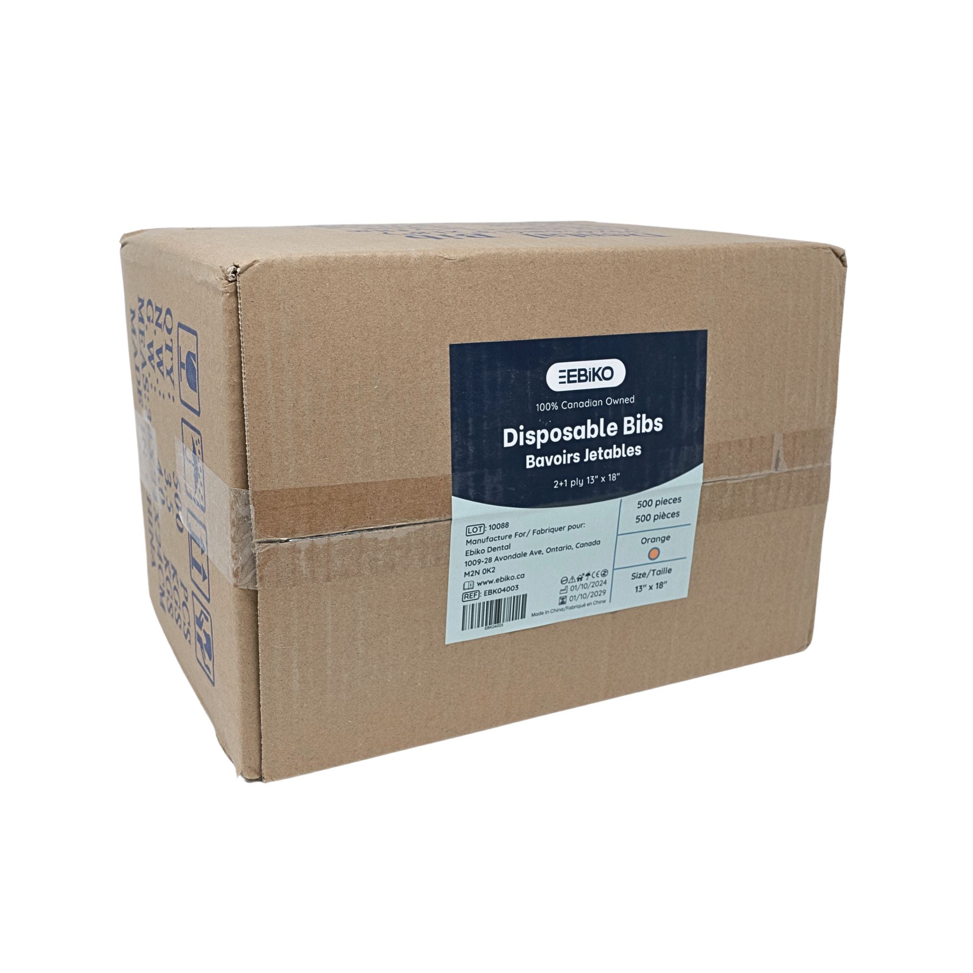 Disposable Bibs 13x18 inches 500 pieces per pack outside box package