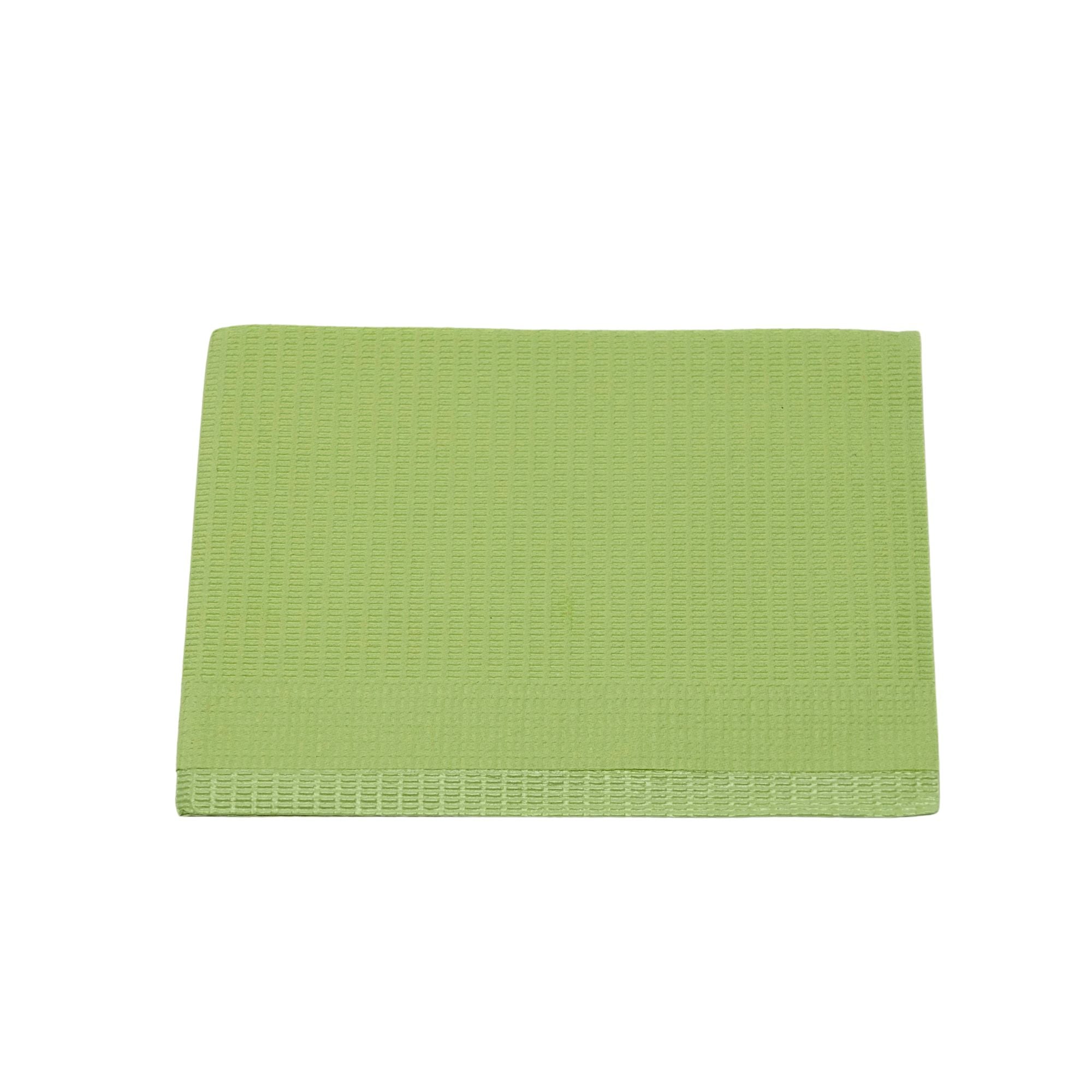 Disposable green dental bib 3 ply 13x18 inches for dental procedures or spa setting