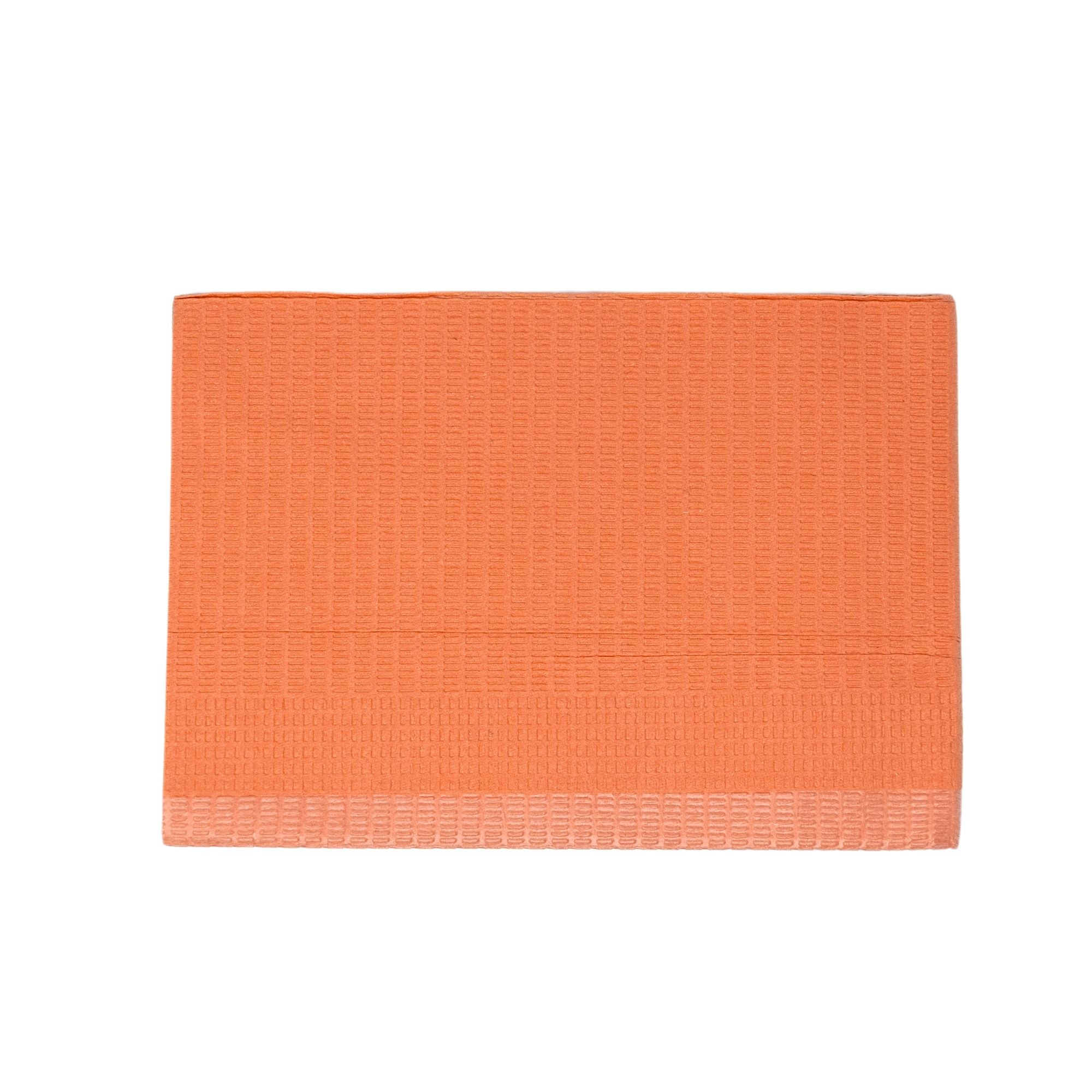 Disposable orange dental bib 3 ply 13x18 inches for dental procedures or spa setting
