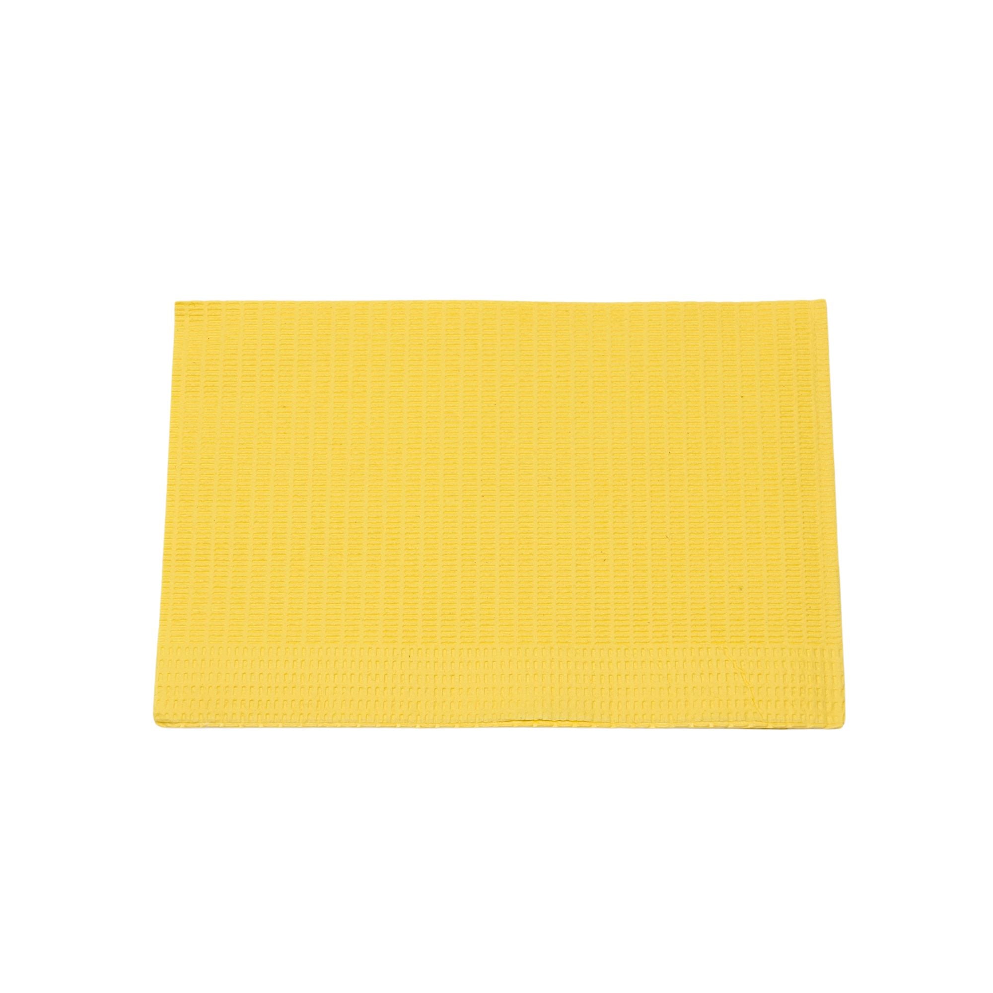 Disposable yellow dental bib 3 ply 13x18 inches for dental procedures or spa setting