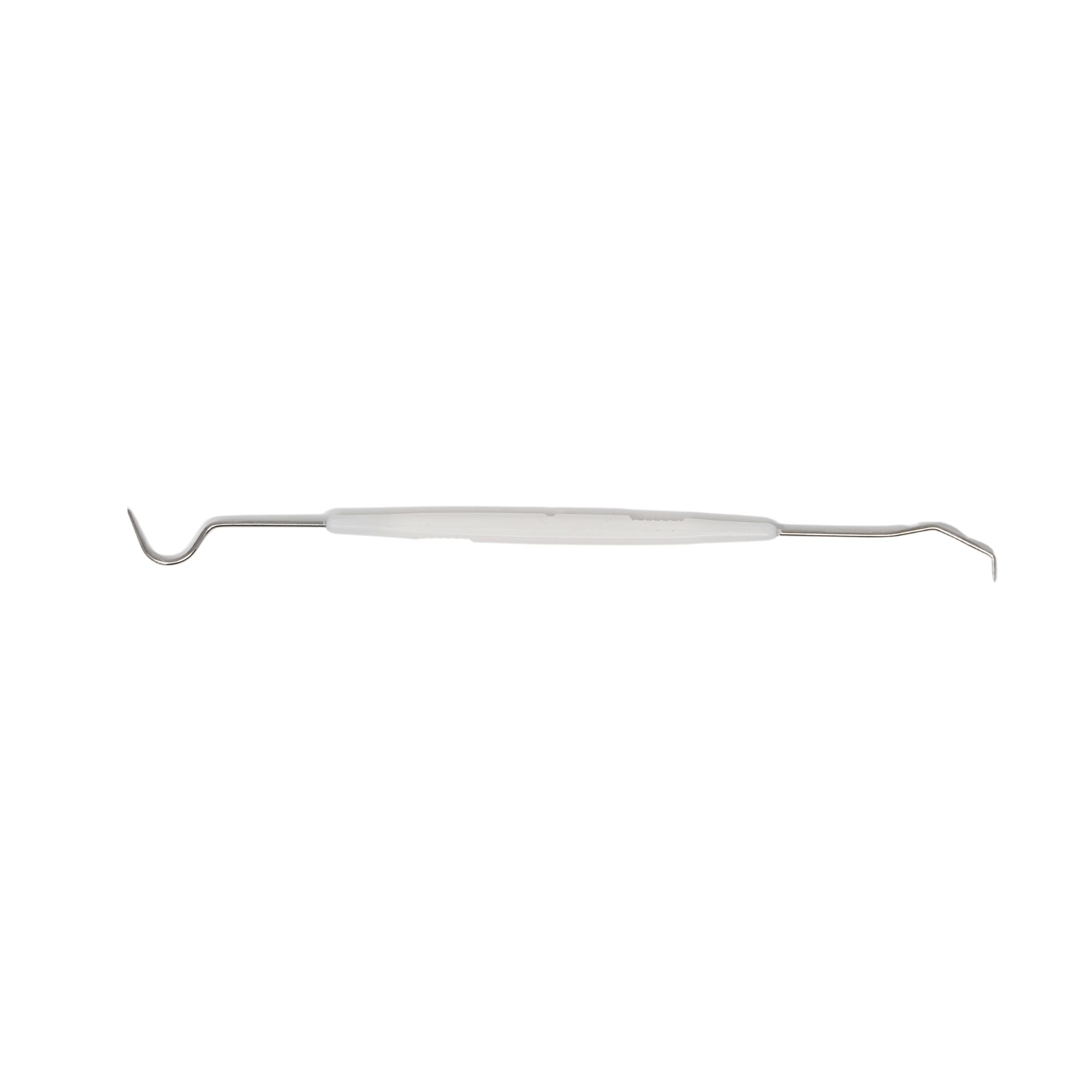 Disposable double-ended dental explorer with white handle