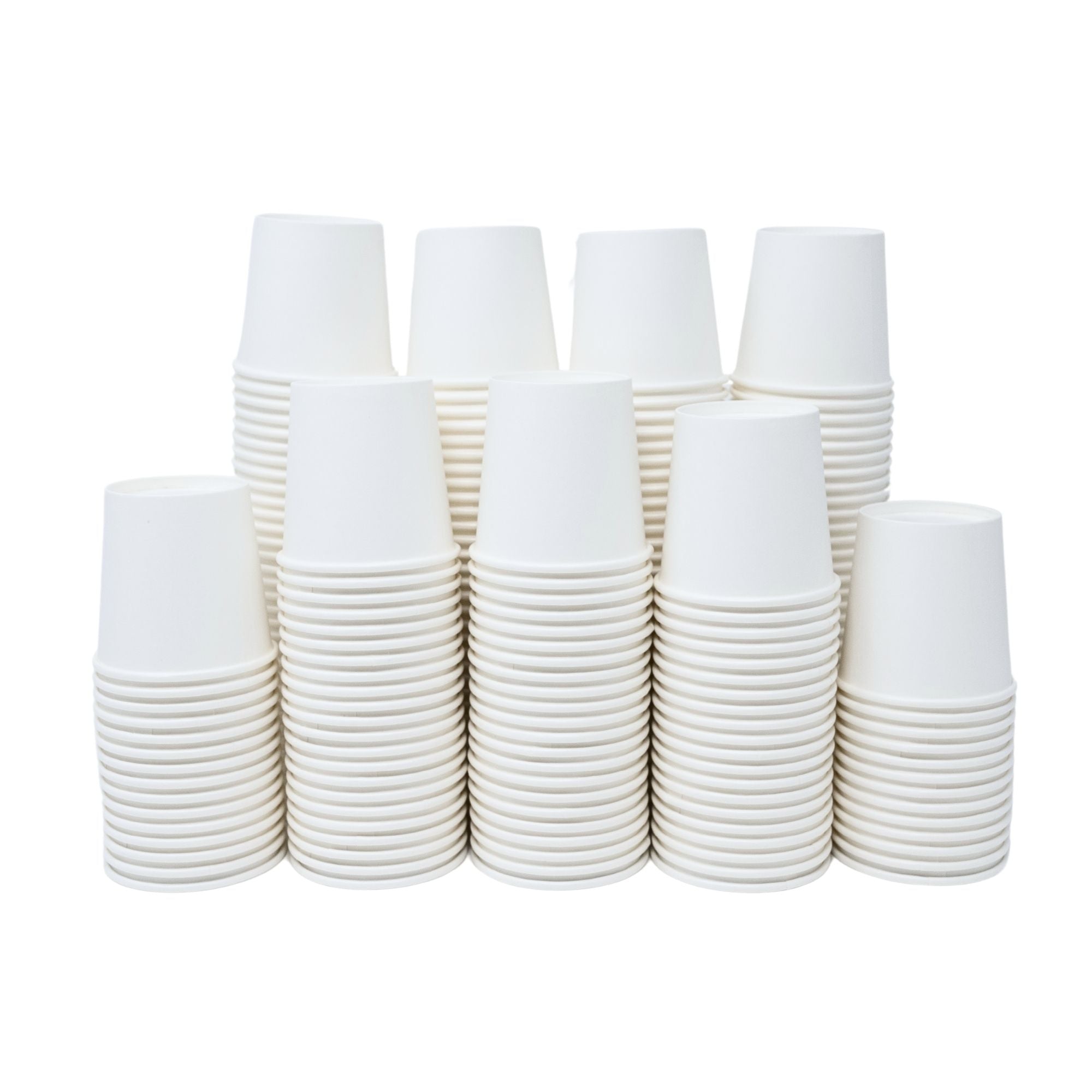 Stack of white disposable paper cups biodegradable eco friendly dental rinse cups for clinics and offices