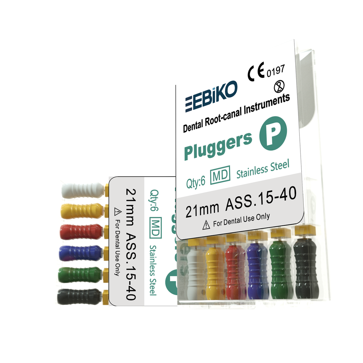 EBIKO Hand Plugger Stainless Steel 6/Pk in EBIKO-branded packaging