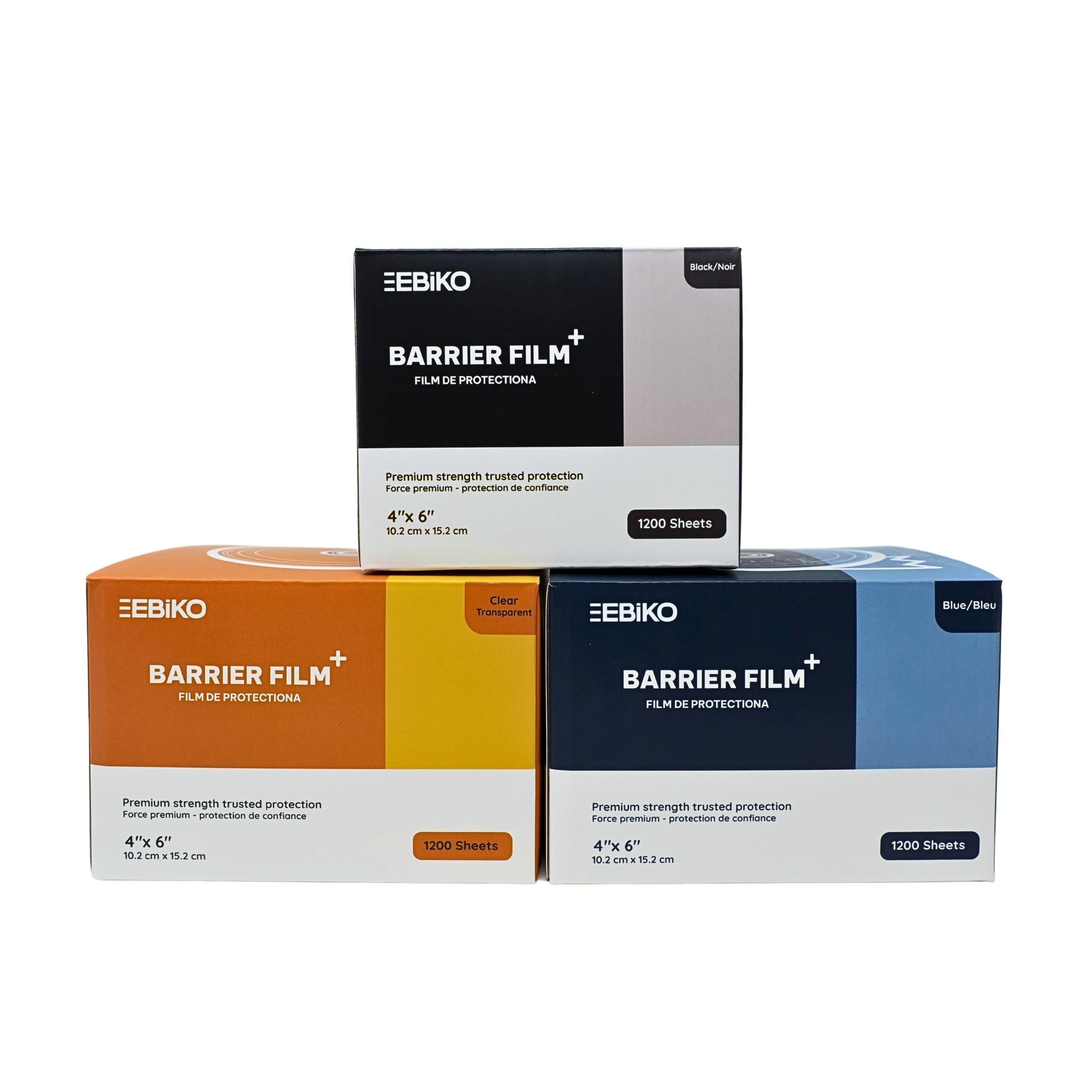 Package details of EBIKO Barrier Film 4x6 1200 Sheets Roll Protective Adhesive Dental Surface Cover