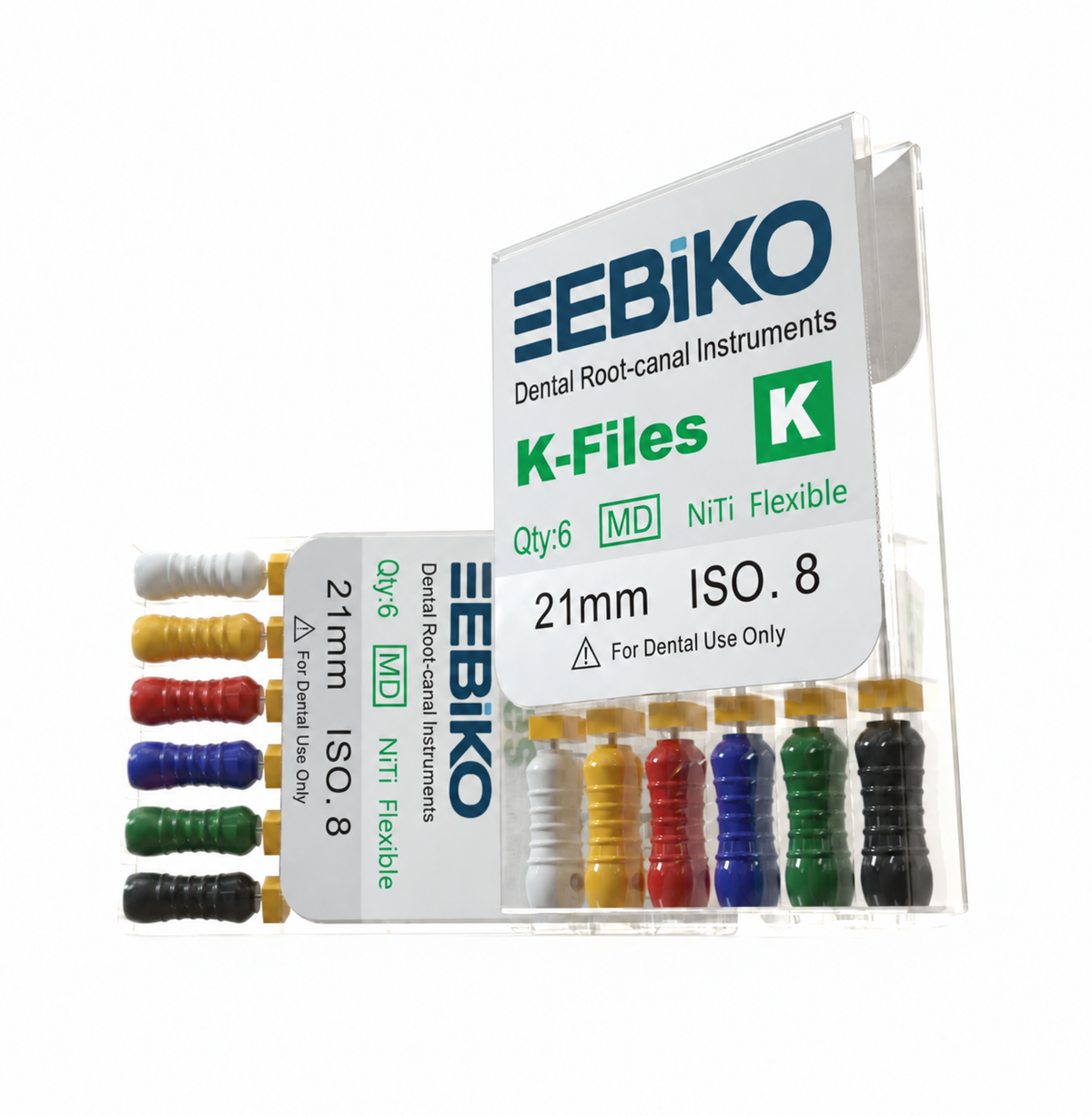 EBIKO Hand K-Files NiTi Flexible in EBIKO-branded packaging, 6 files per pack
