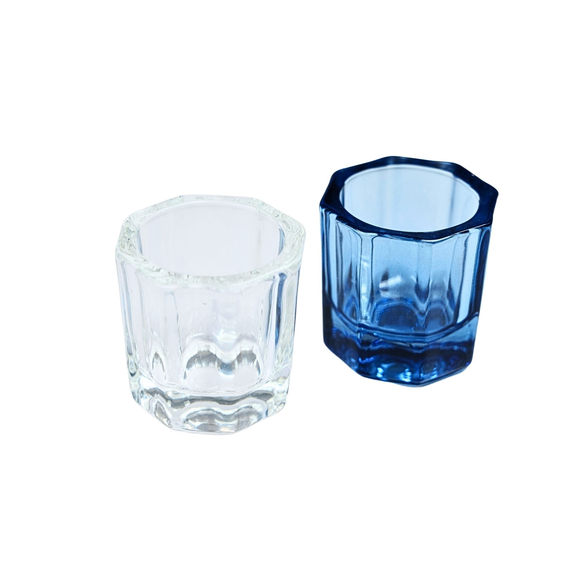 Glass dappen dish for acrylics and bonding agents available in clear and blue