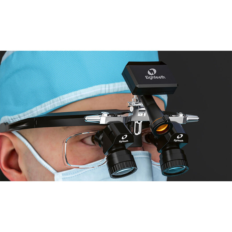 Eighteeth Dental Headlight — Wireless Z headlight worn in clinic