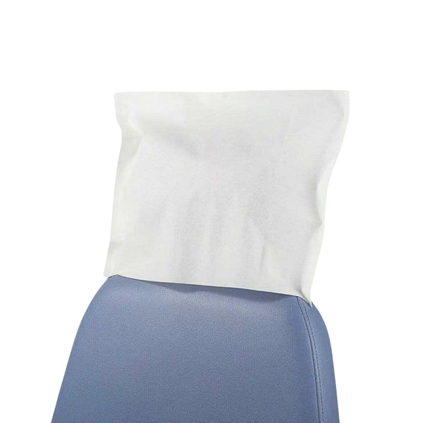 Disposable headrest covers for dental chairs available in two sizes offering hygienic protection and comfort for patients during procedures