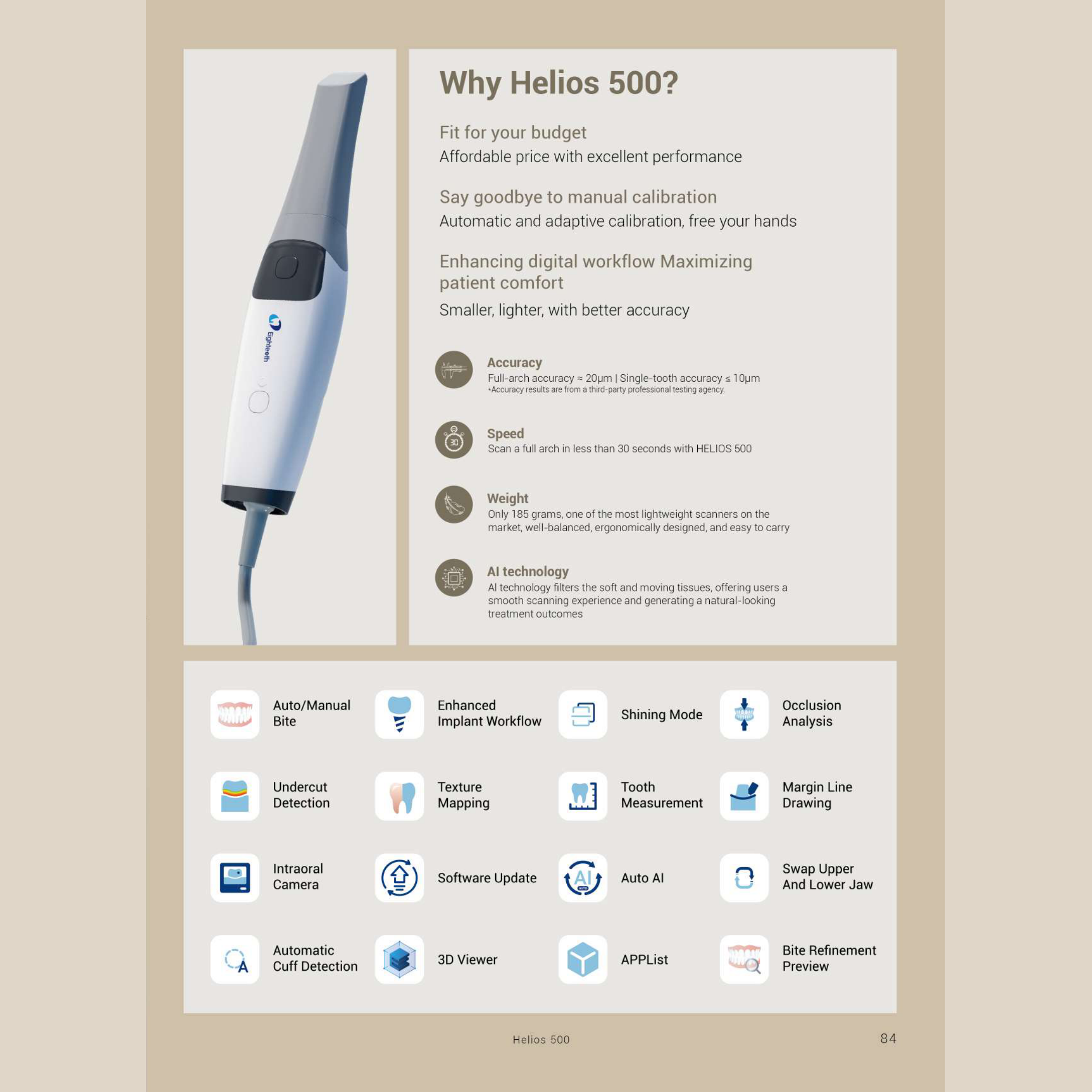 Eighteeth Helios Intraoral Scanner — Helios 500 — key benefits and workflow