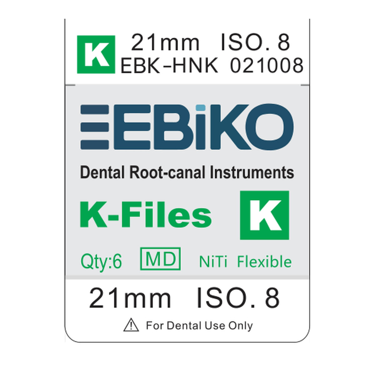 EBIKO Hand K-File NiTi 6/Pk – EBIKO-branded box label | EBIKO Dental